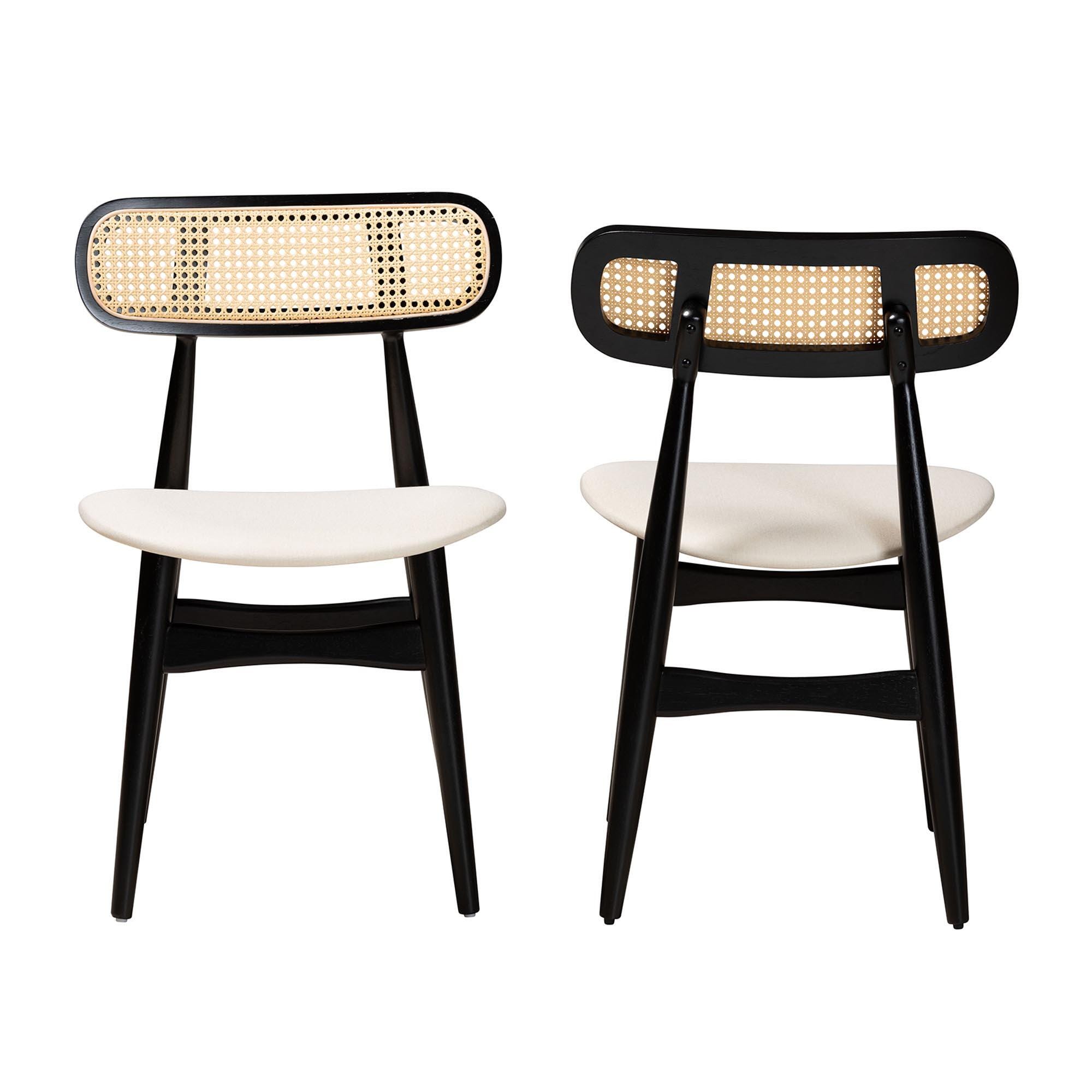 Baxton Studio Tarana Dining Chair (Set of 2), Cream/Black, large