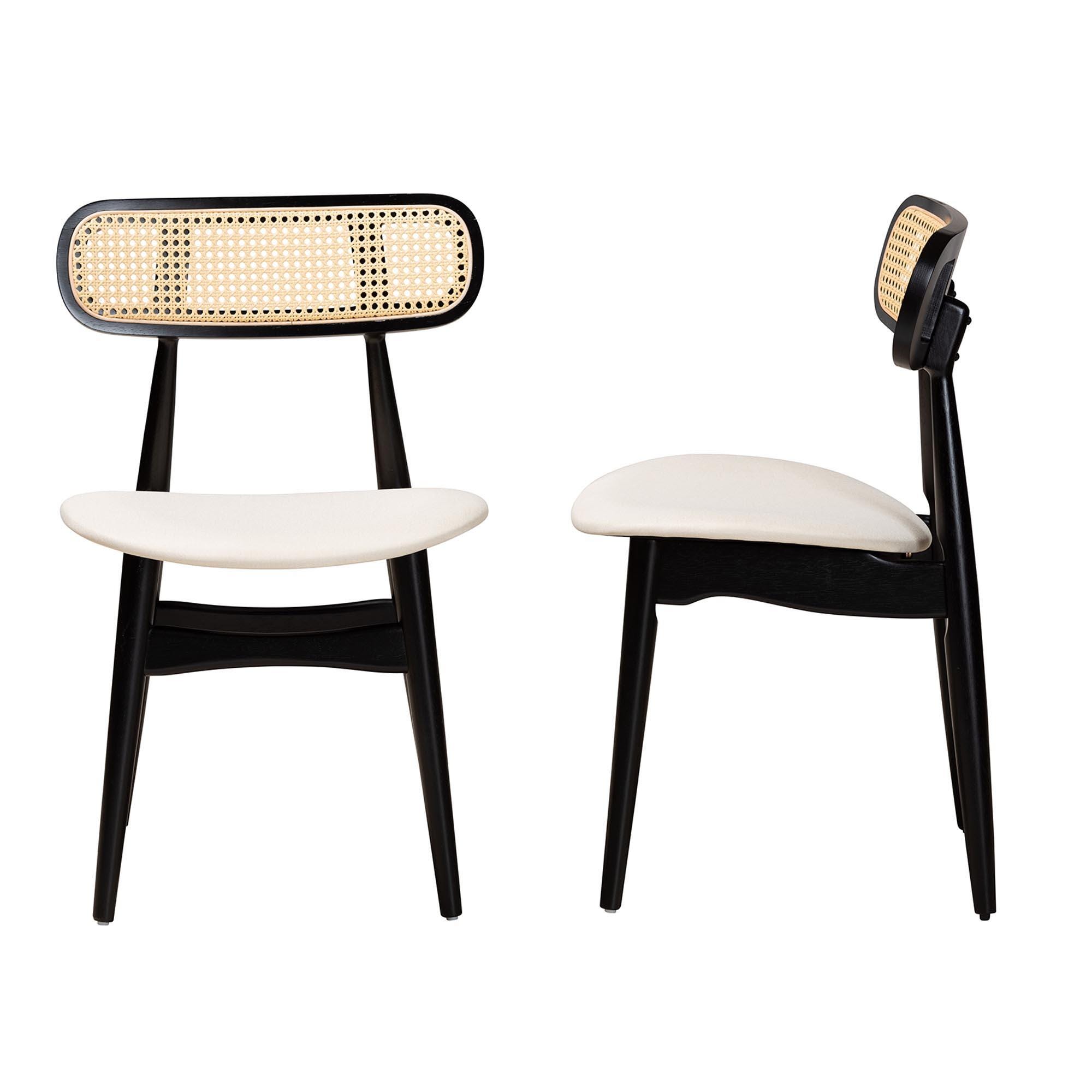 Baxton Studio Tarana Dining Chair (Set of 2), Cream/Black, large