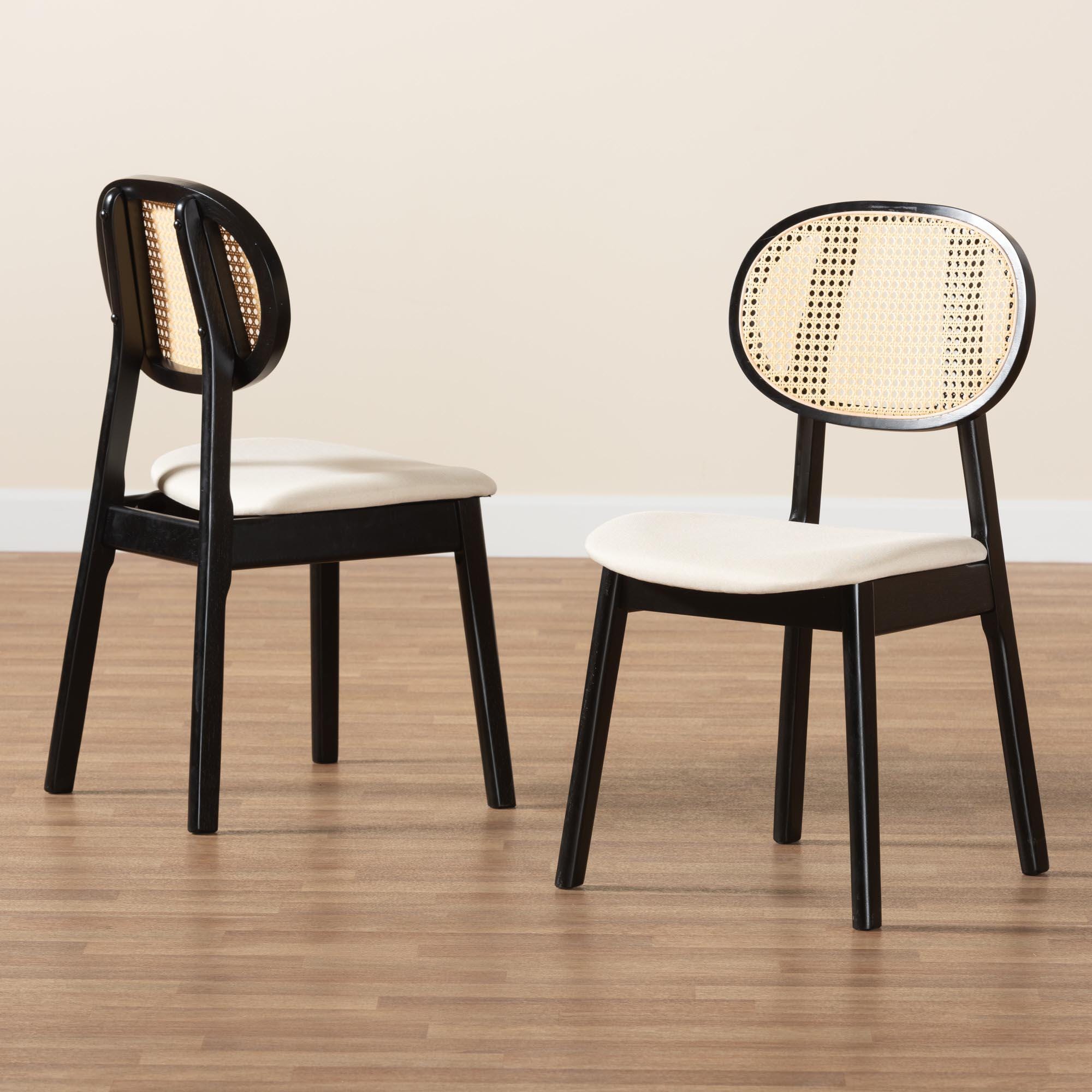 Baxton Studio Tarana Dining Chair (Set of 2), Cream/Black, large