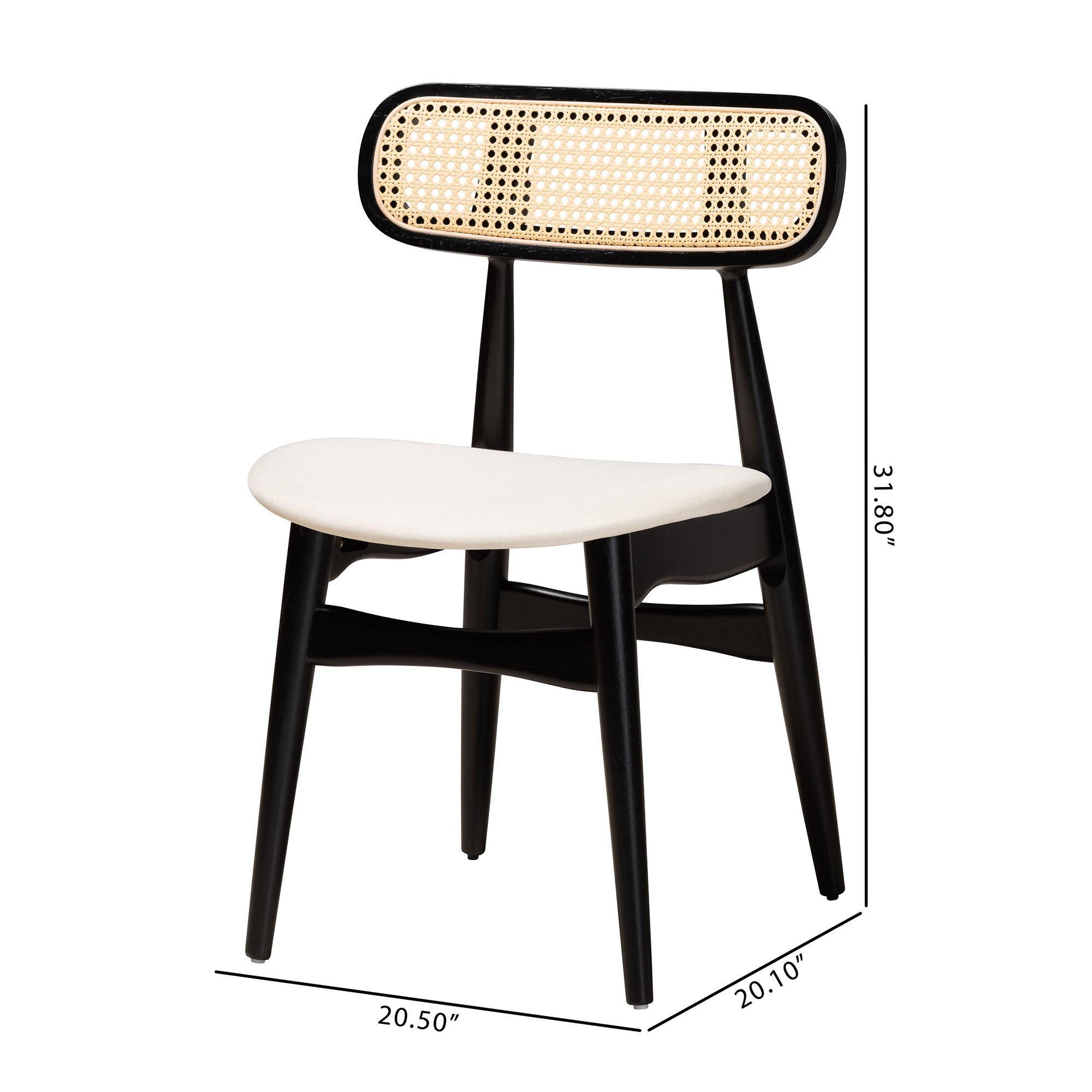 Baxton Studio Tarana Dining Chair (Set of 2), Cream/Black, large