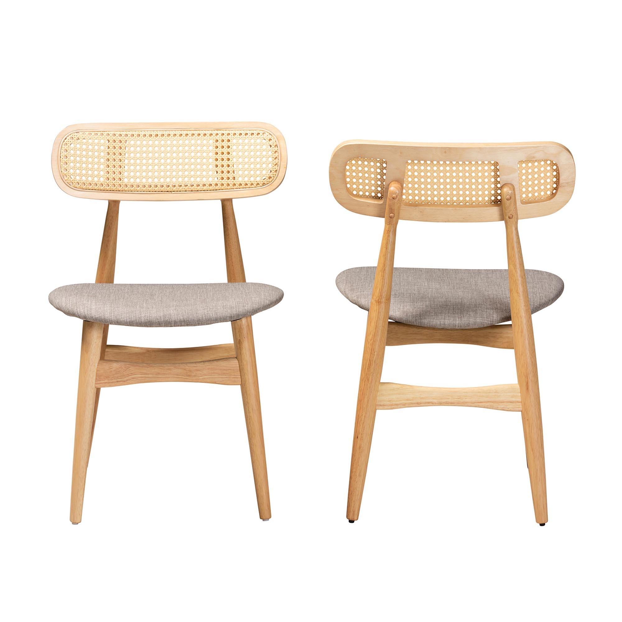 Baxton Studio Tarana Dining Chair (Set of 2), Gray/Natural Oak, large
