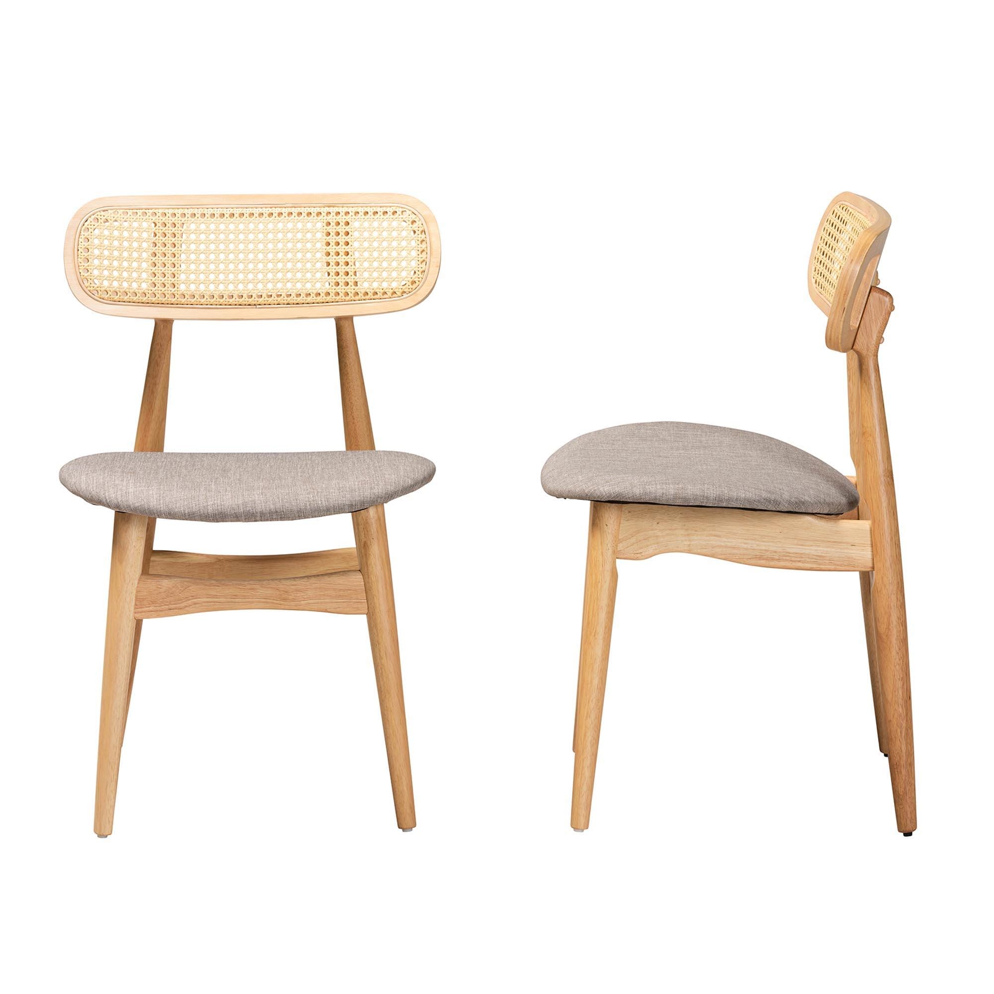 Baxton Studio Tarana Dining Chair (Set of 2), Gray/Natural Oak, large