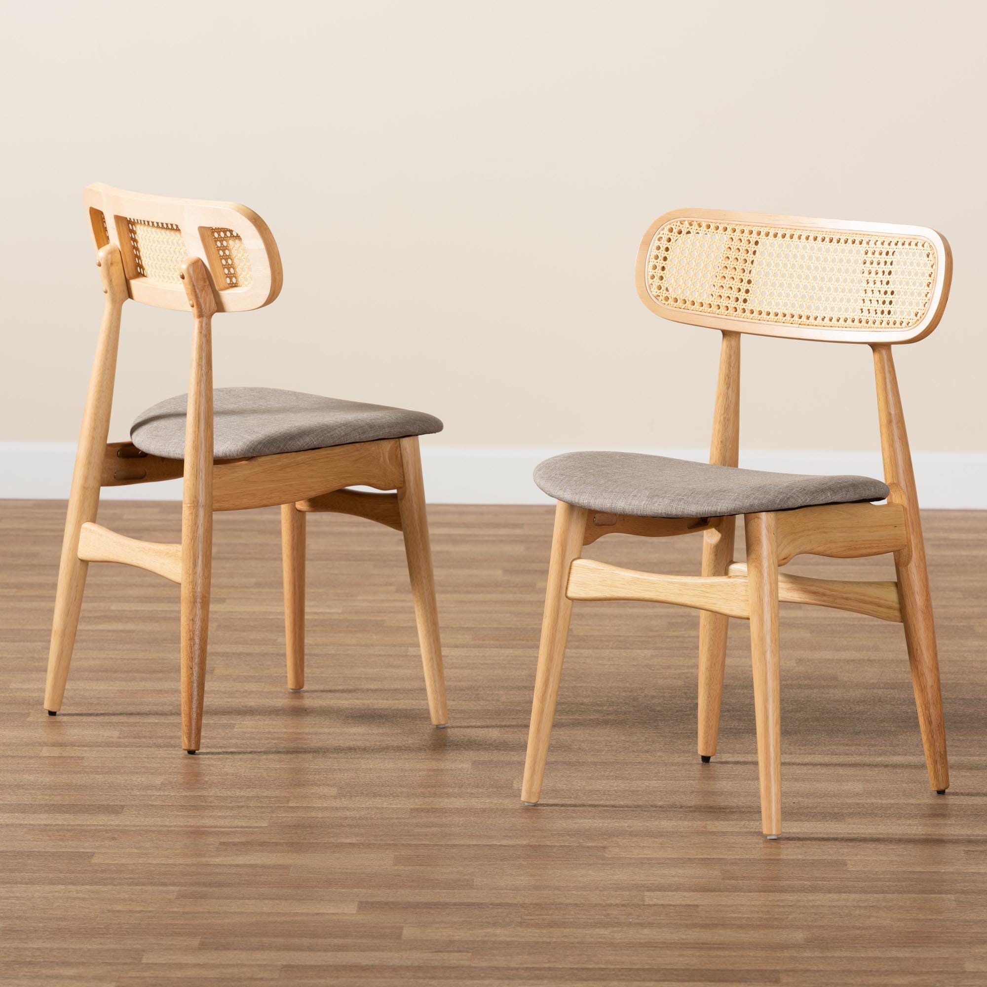 Baxton Studio Tarana Dining Chair (Set of 2), Gray/Natural Oak, large
