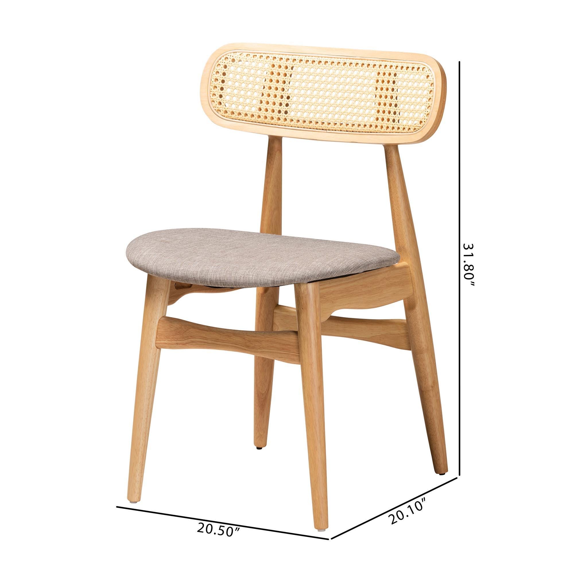 Baxton Studio Tarana Dining Chair (Set of 2), Gray/Natural Oak, large