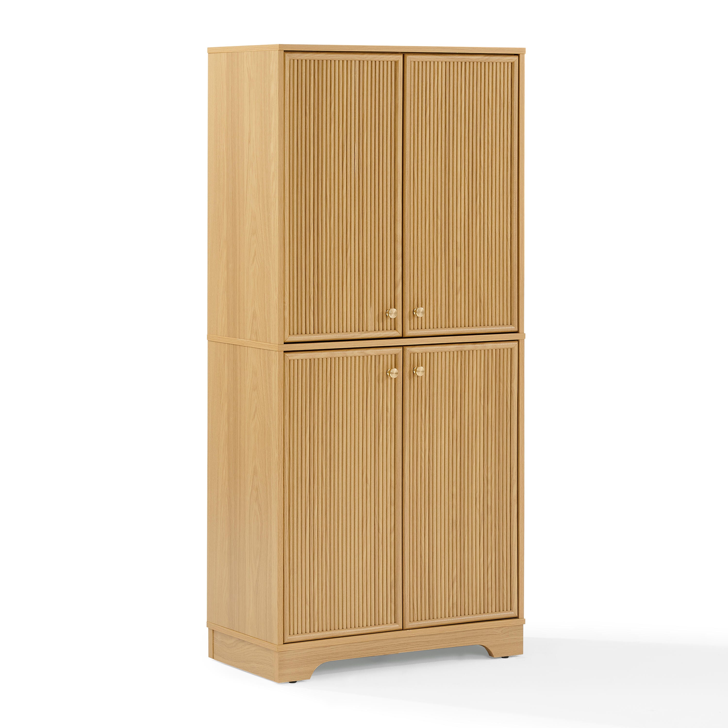 Crosley Furniture Naomi 2-Piece Storage Pantry Set, White Oak, large