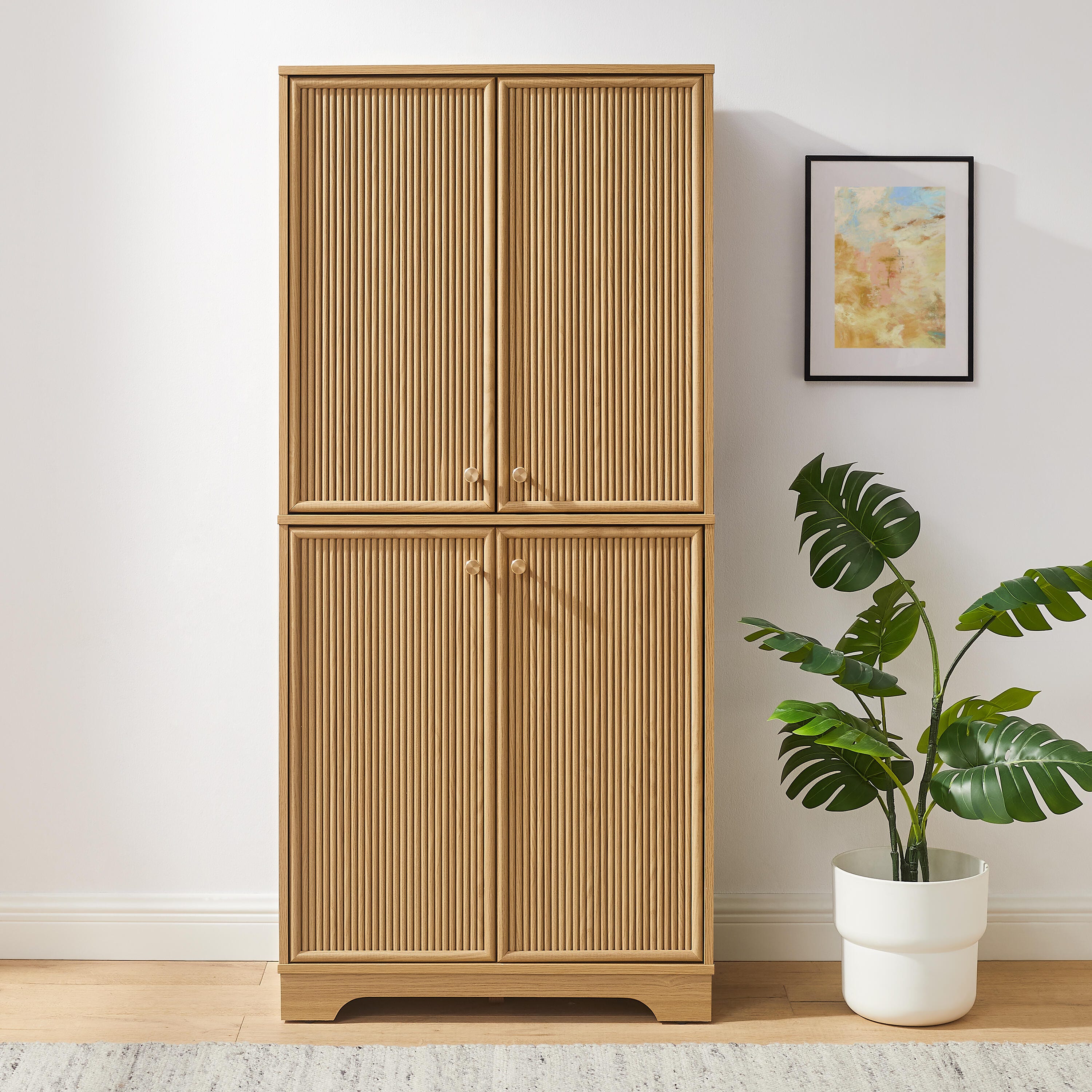 Crosley Furniture Naomi 2-Piece Storage Pantry Set, White Oak, large
