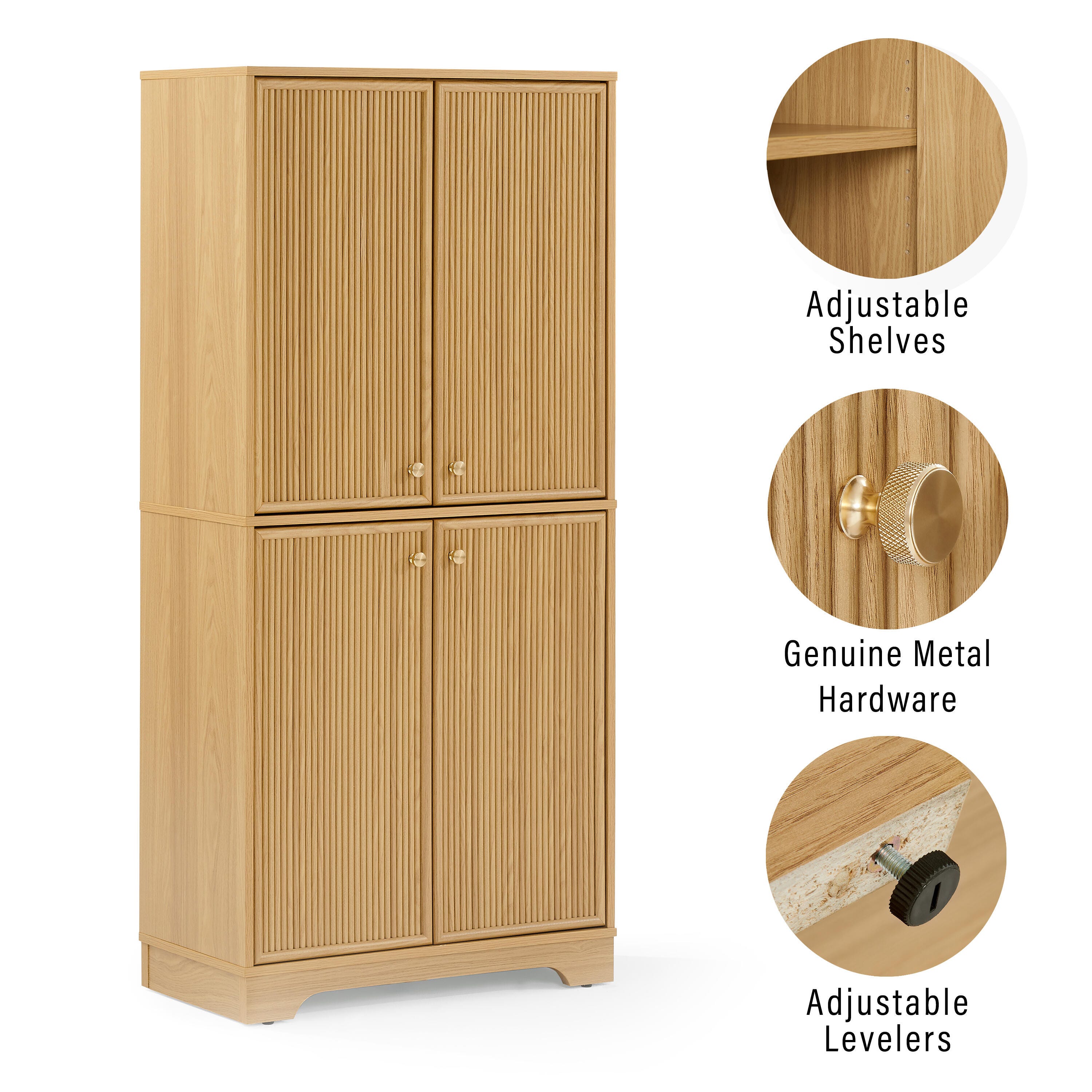 Crosley Furniture Naomi 2-Piece Storage Pantry Set, White Oak, large