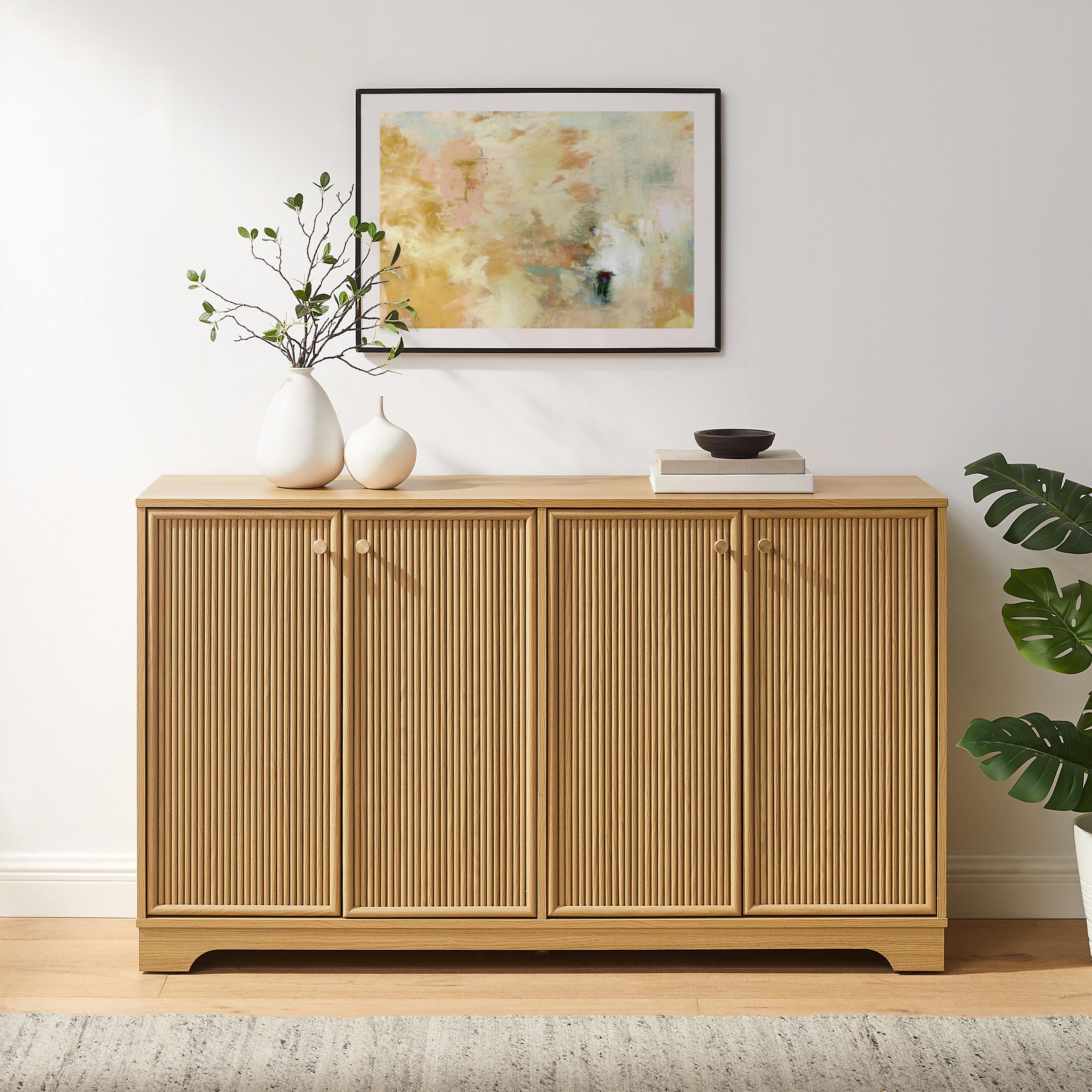 Crosley Furniture Naomi Sideboard, White Oak, large
