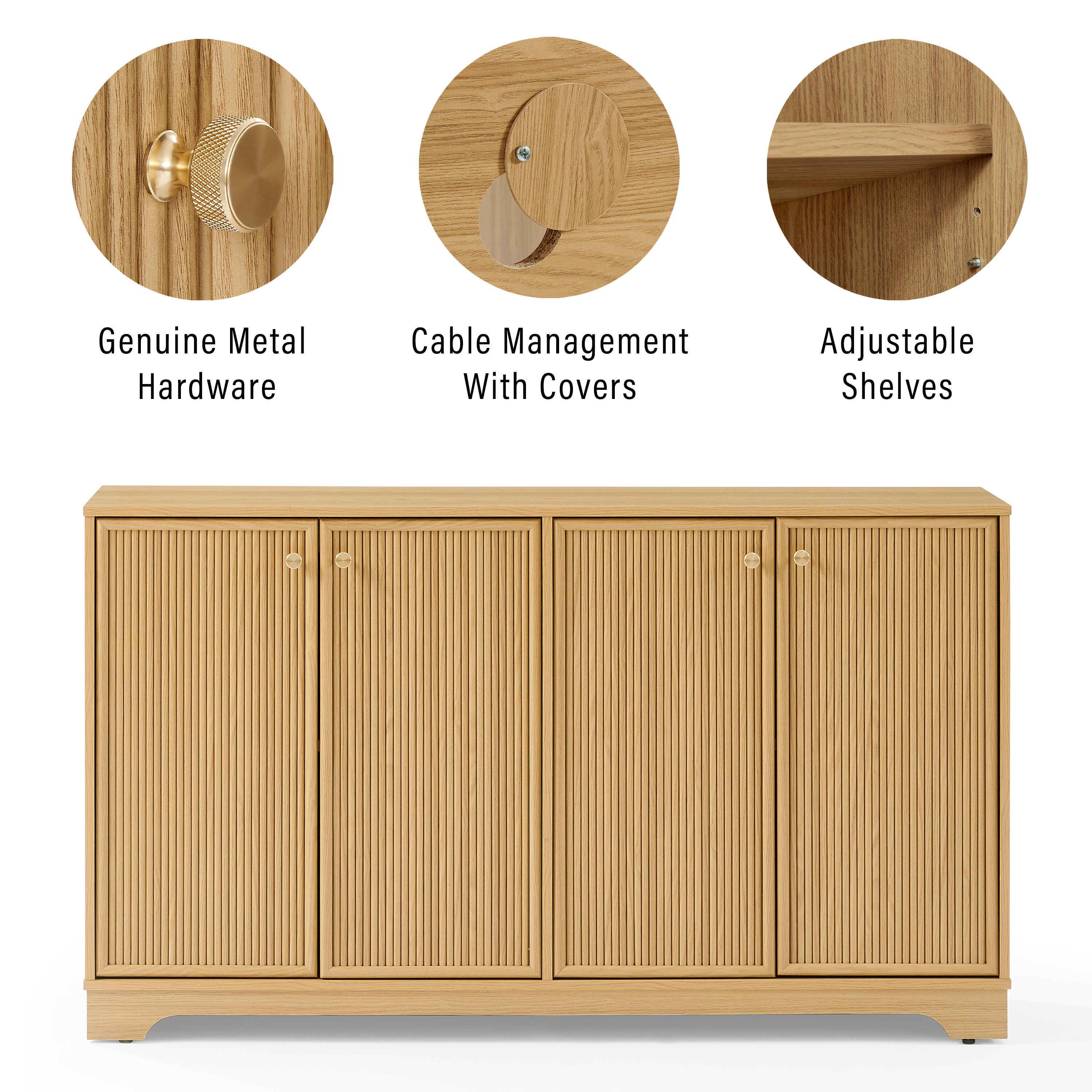 Crosley Furniture Naomi Sideboard, White Oak, large