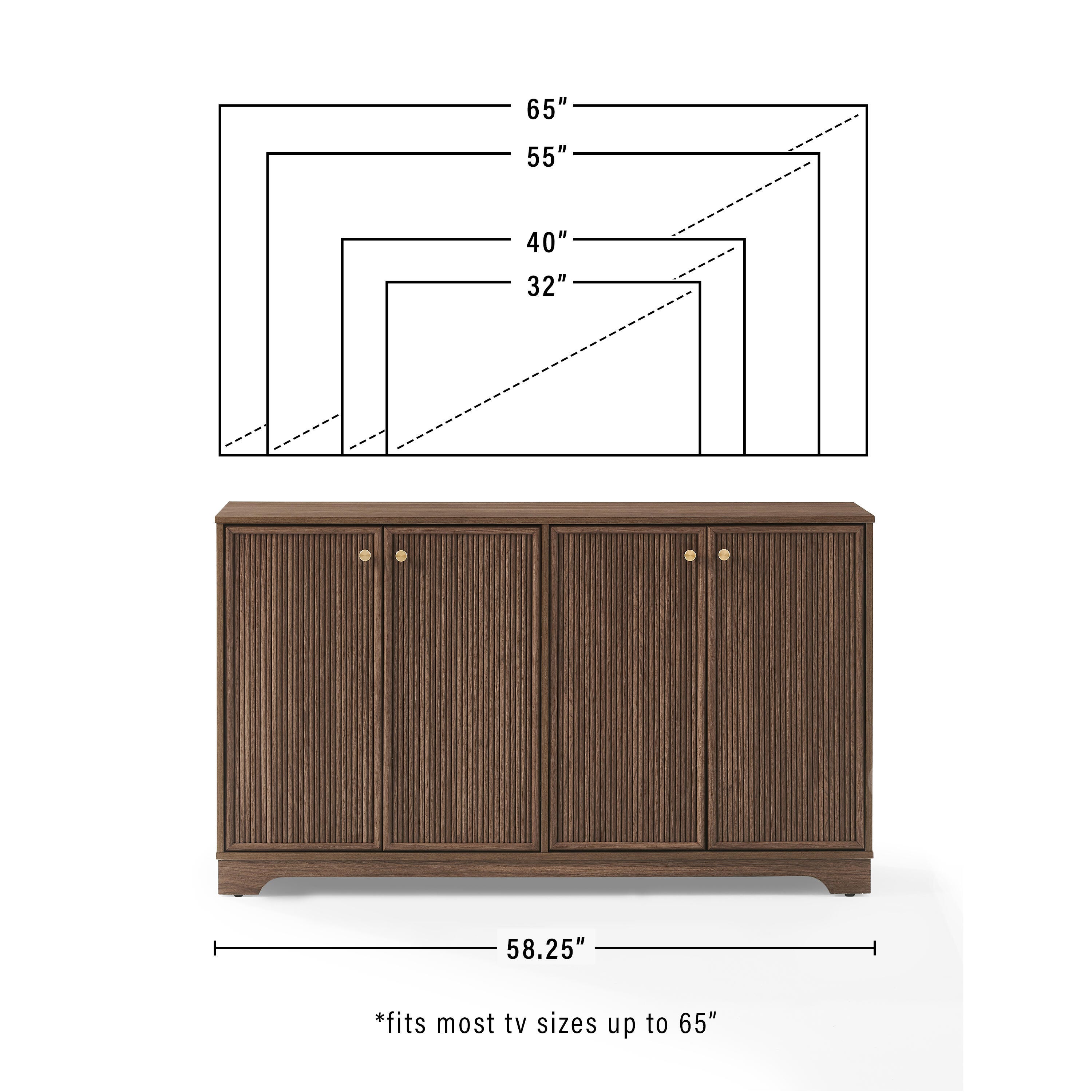 Crosley Furniture Naomi Sideboard, Walnut, large