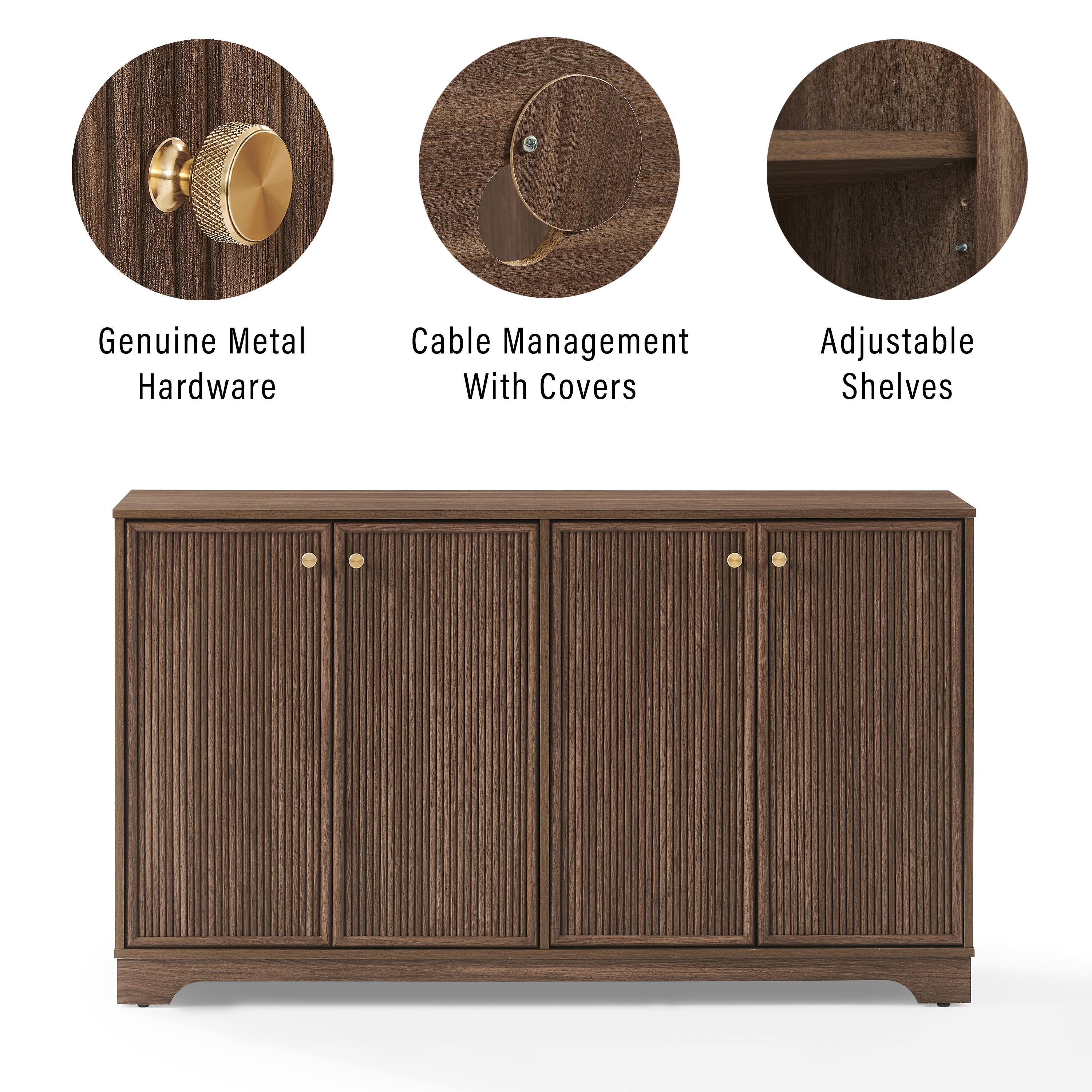 Crosley Furniture Naomi Sideboard, Walnut, large