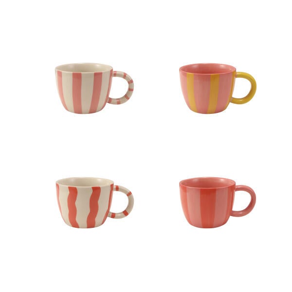 Storied Home Striped Mug Set (Set of 4)