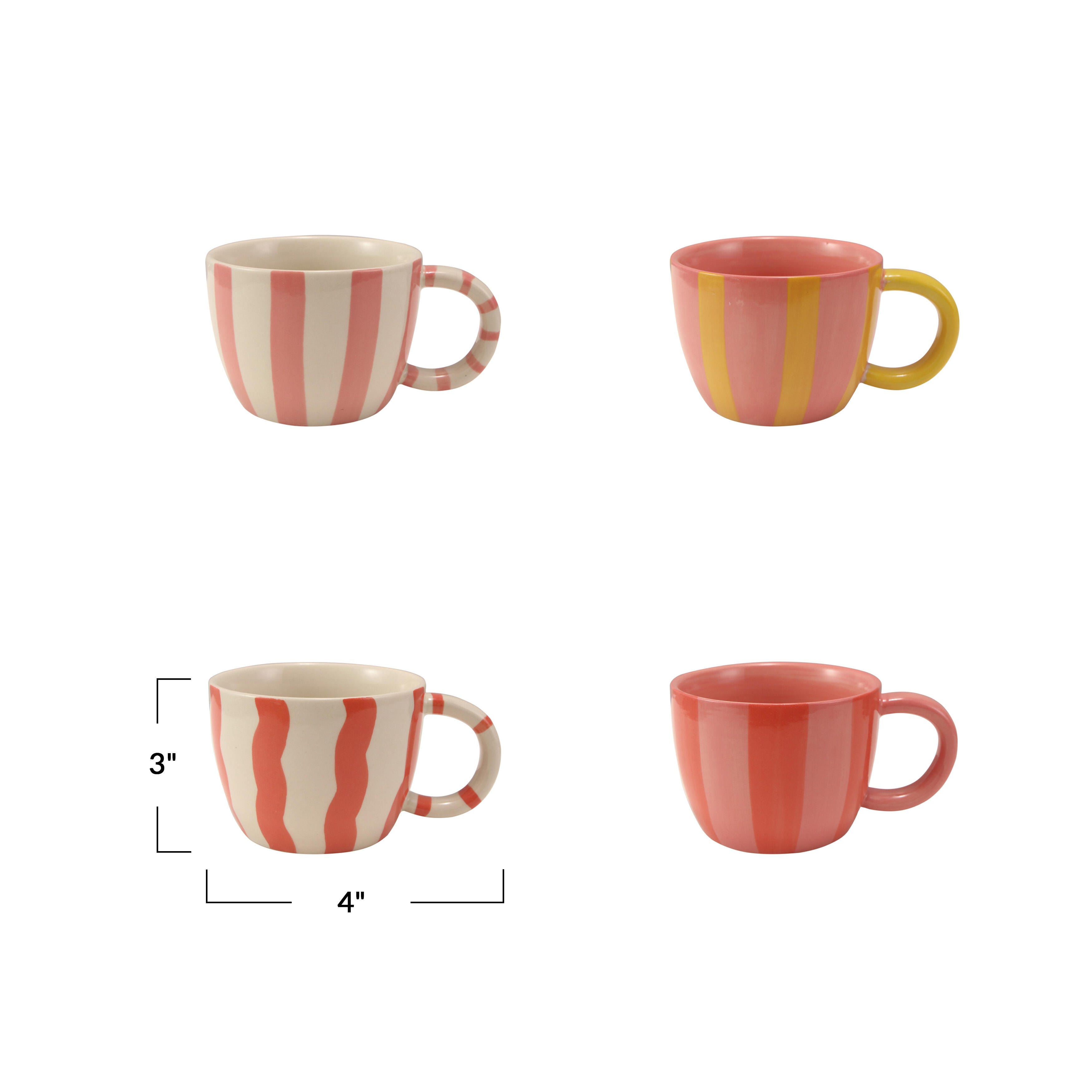 Storied Home Striped Mug Set (Set of 4), , large