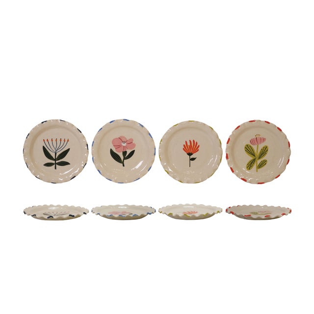 Storied Home Vibrant Flower Decorative Plate Set