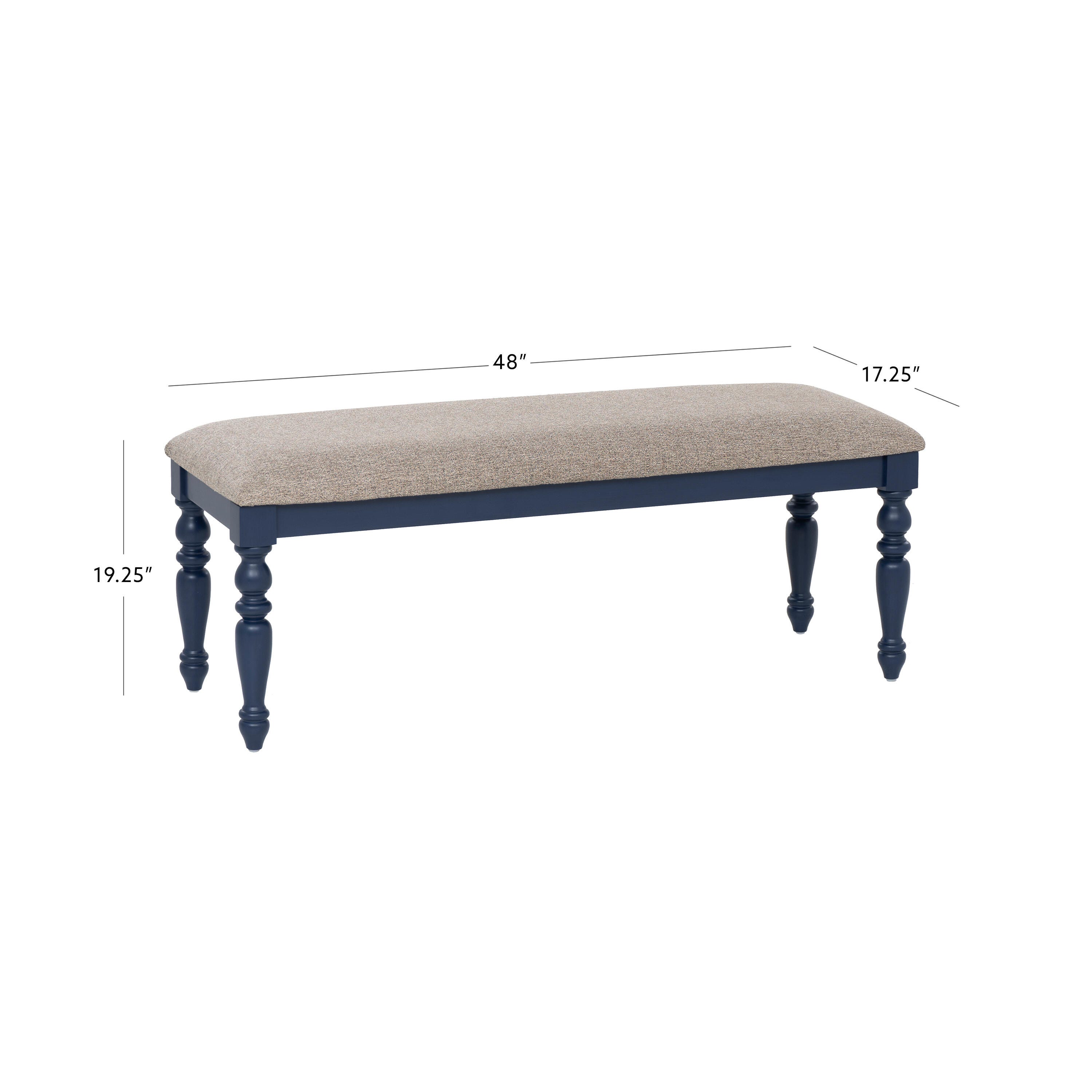Linon 17" Dining Bench, Navy, large
