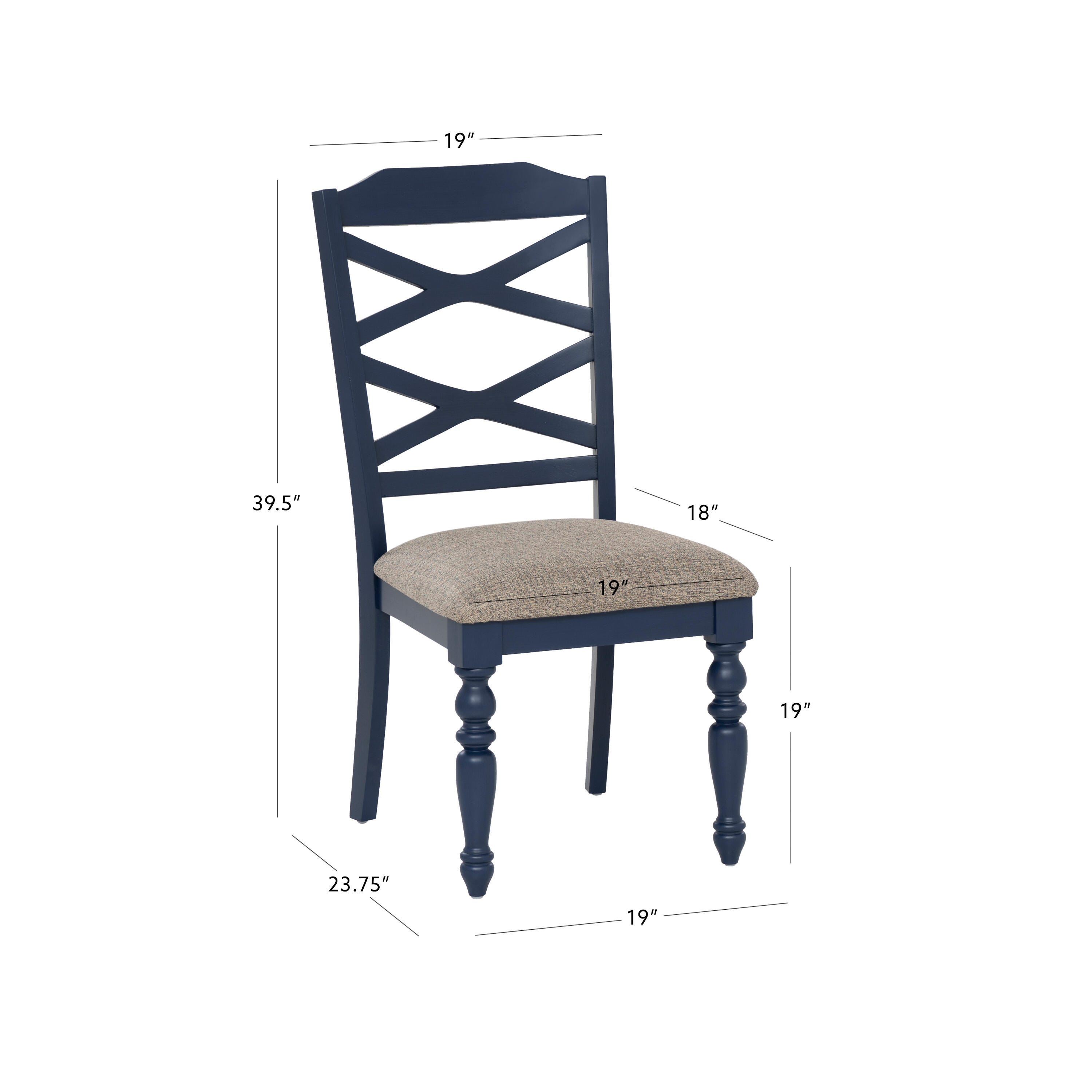 Linon Dining Chair (Set of 2), Navy, large