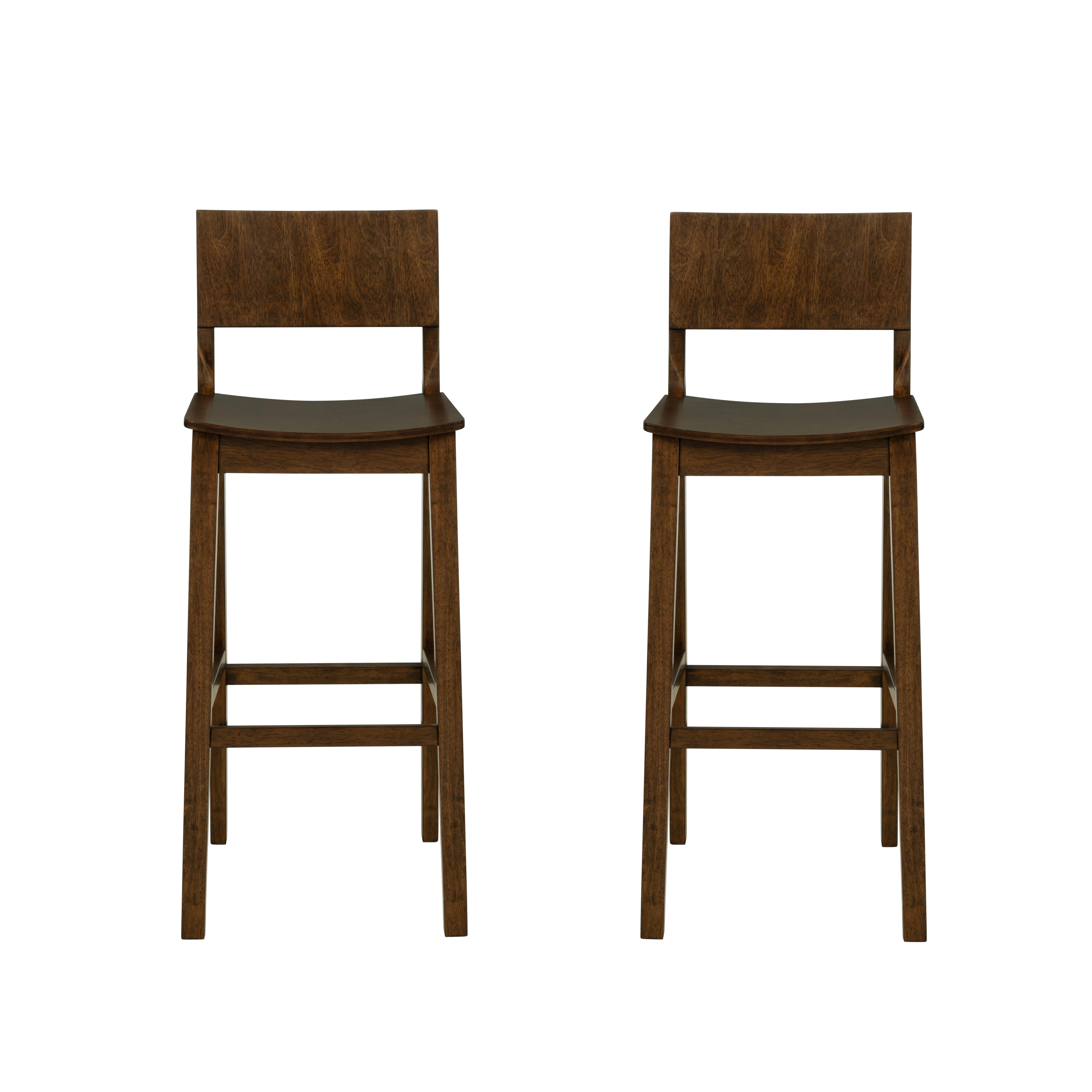 Linon Bar Height Bar Stool, Walnut, large