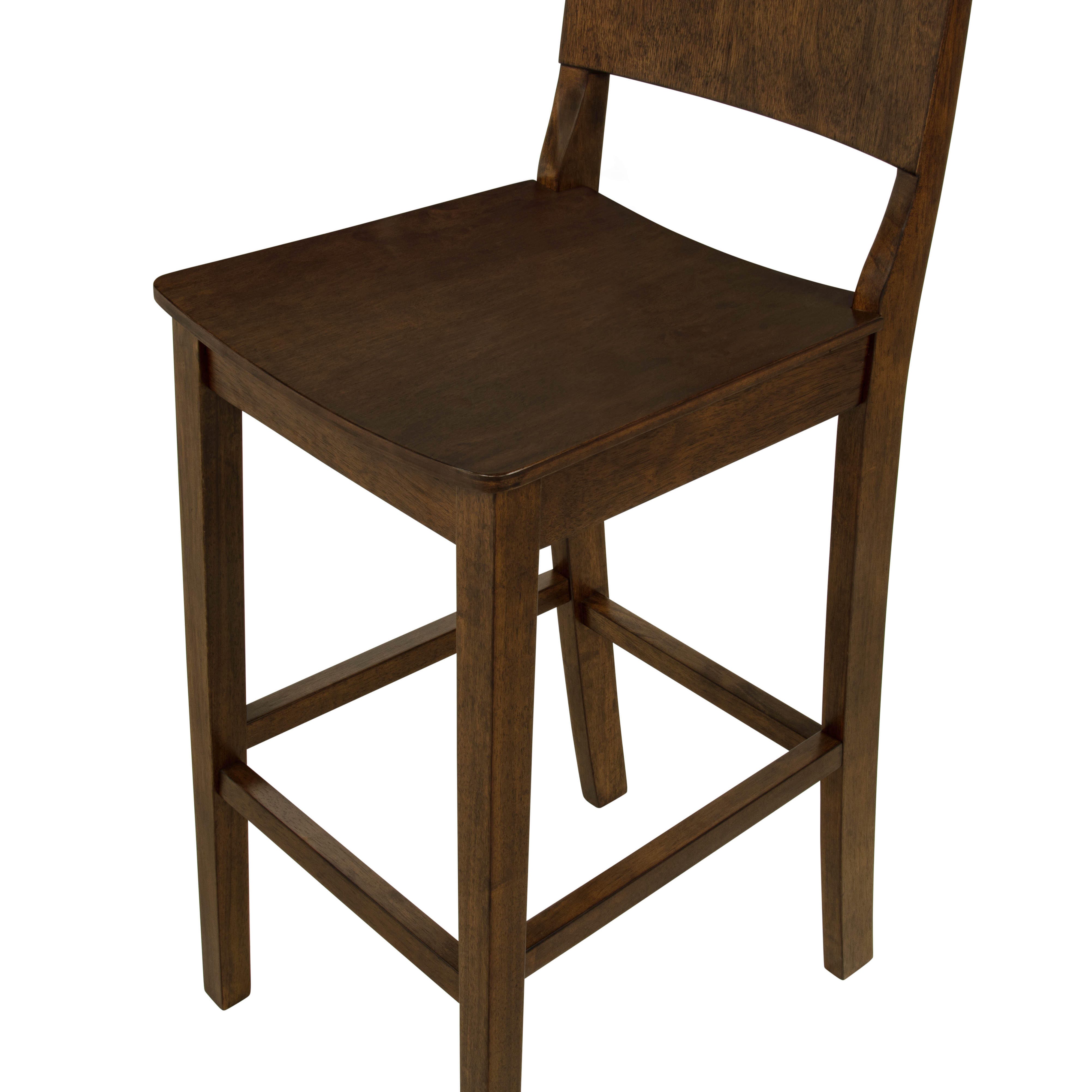 Linon Bar Height Bar Stool, Walnut, large