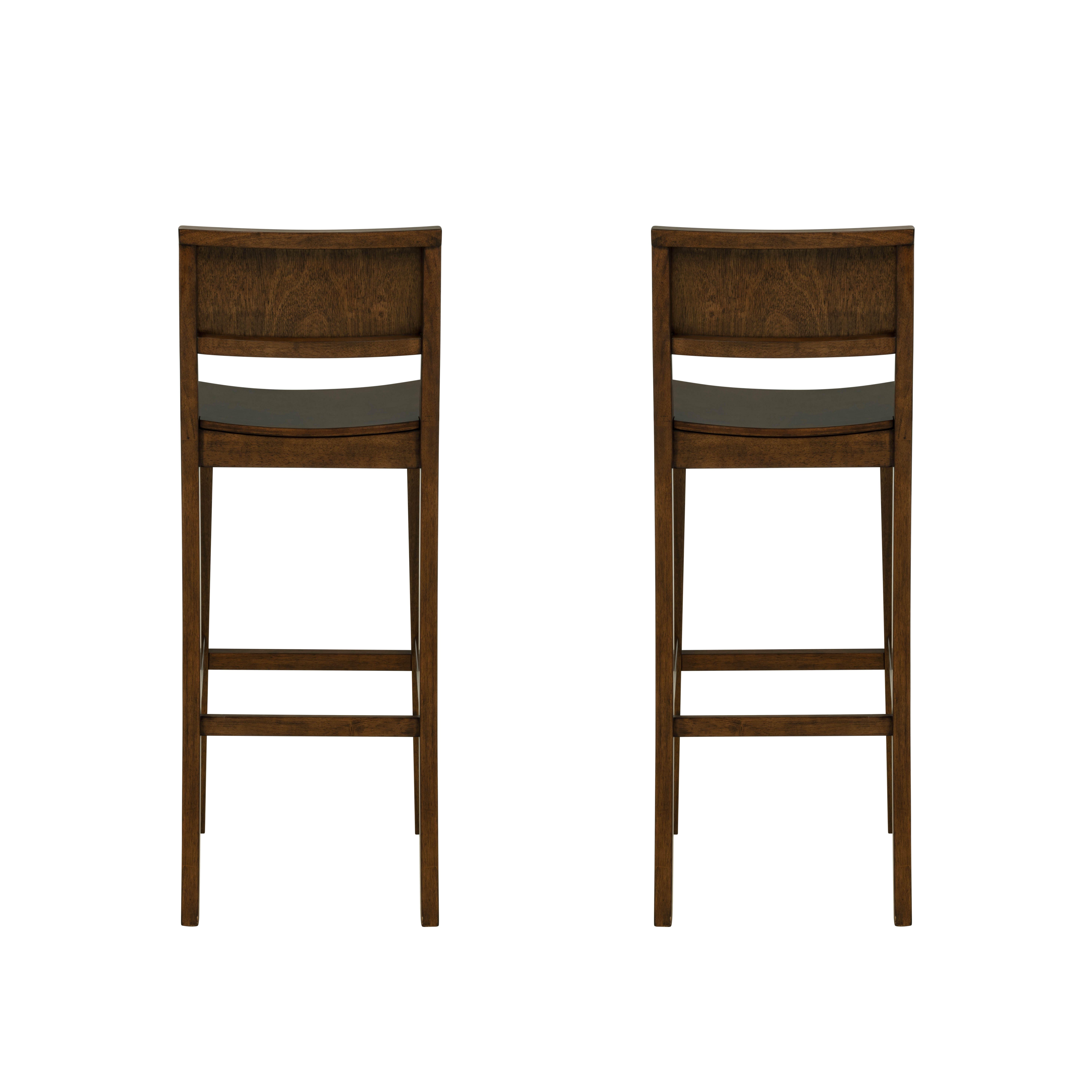 Linon Bar Height Bar Stool, Walnut, large