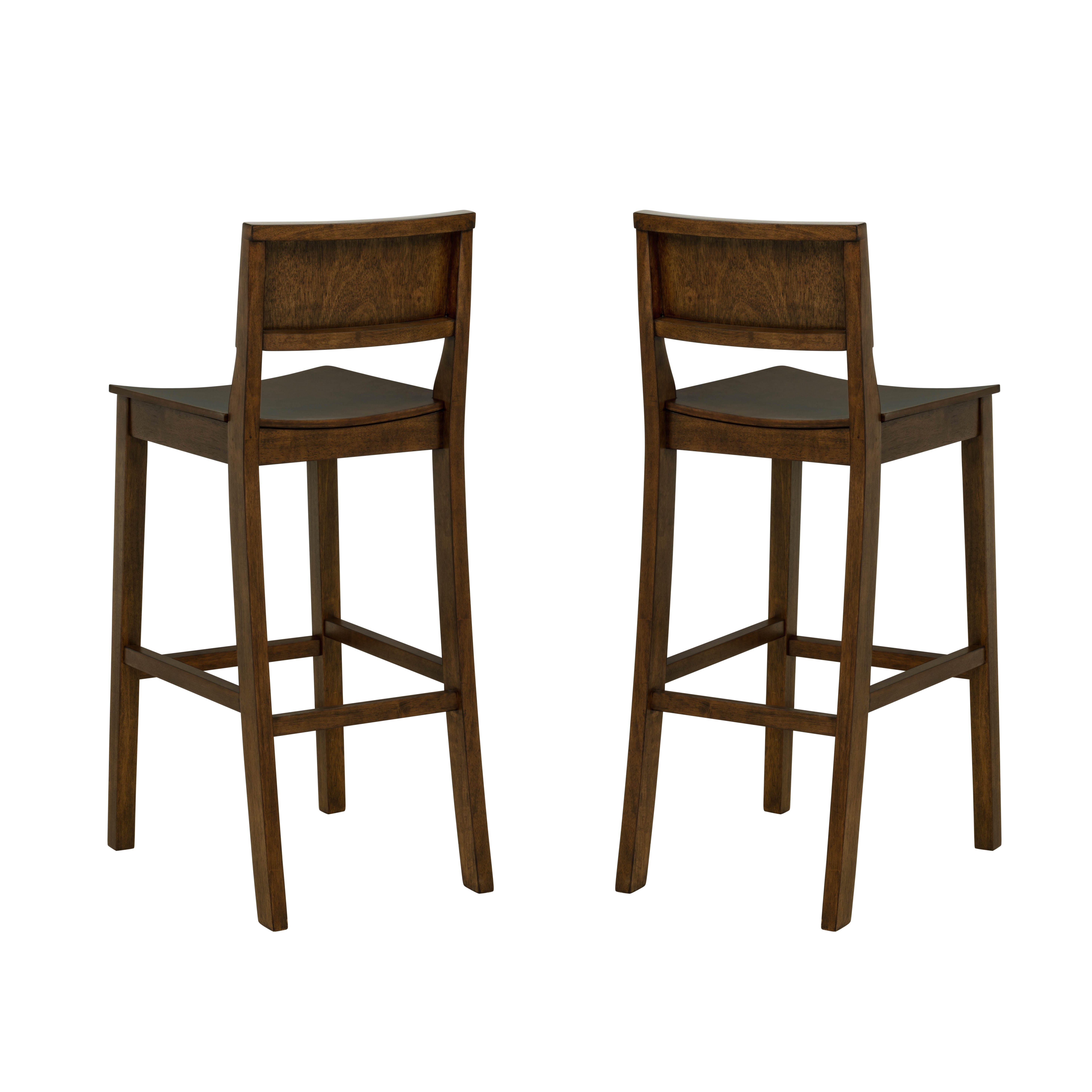 Linon Bar Height Bar Stool, Walnut, large