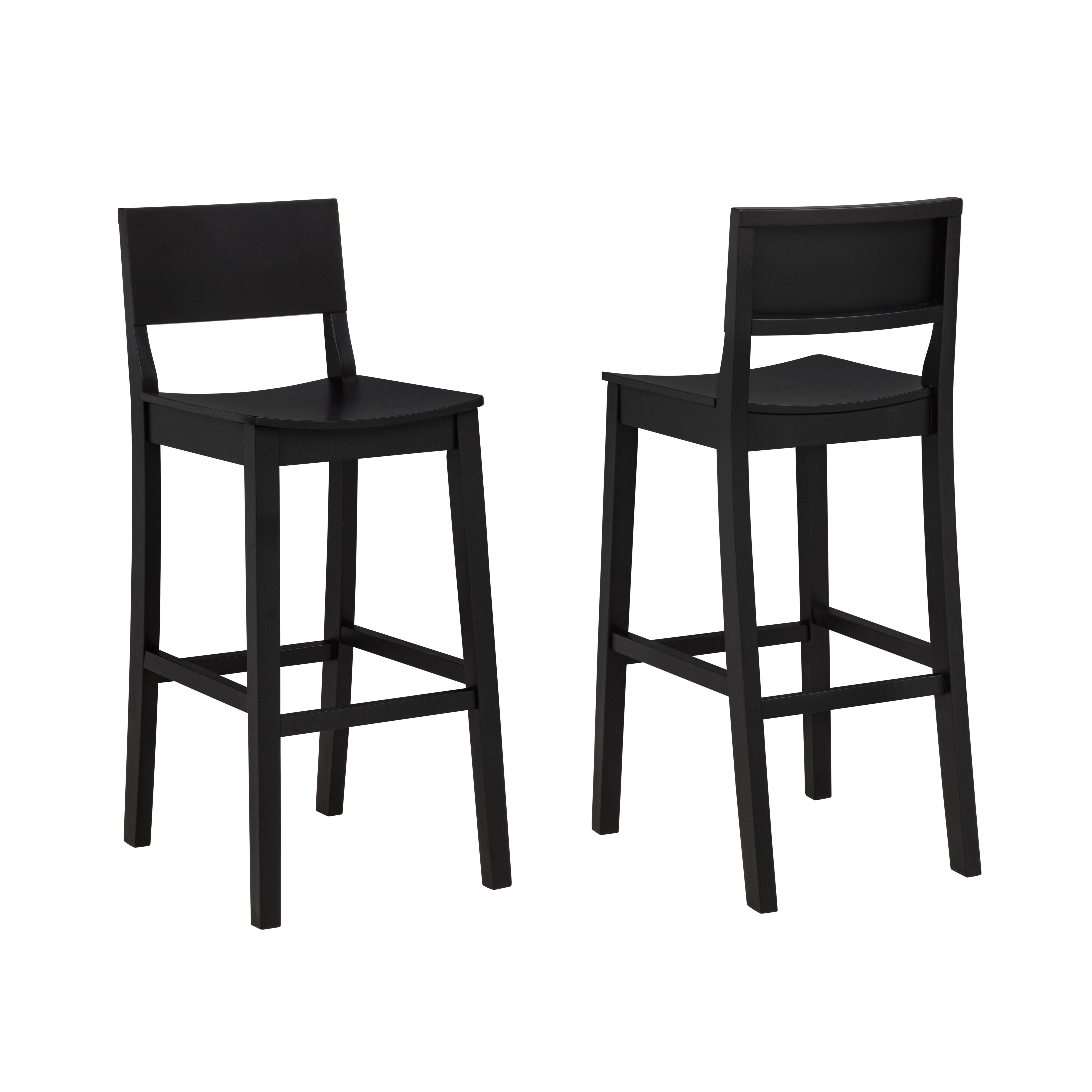 Linon Sera Bar Height Bar Stool (Set of 2), Black, large