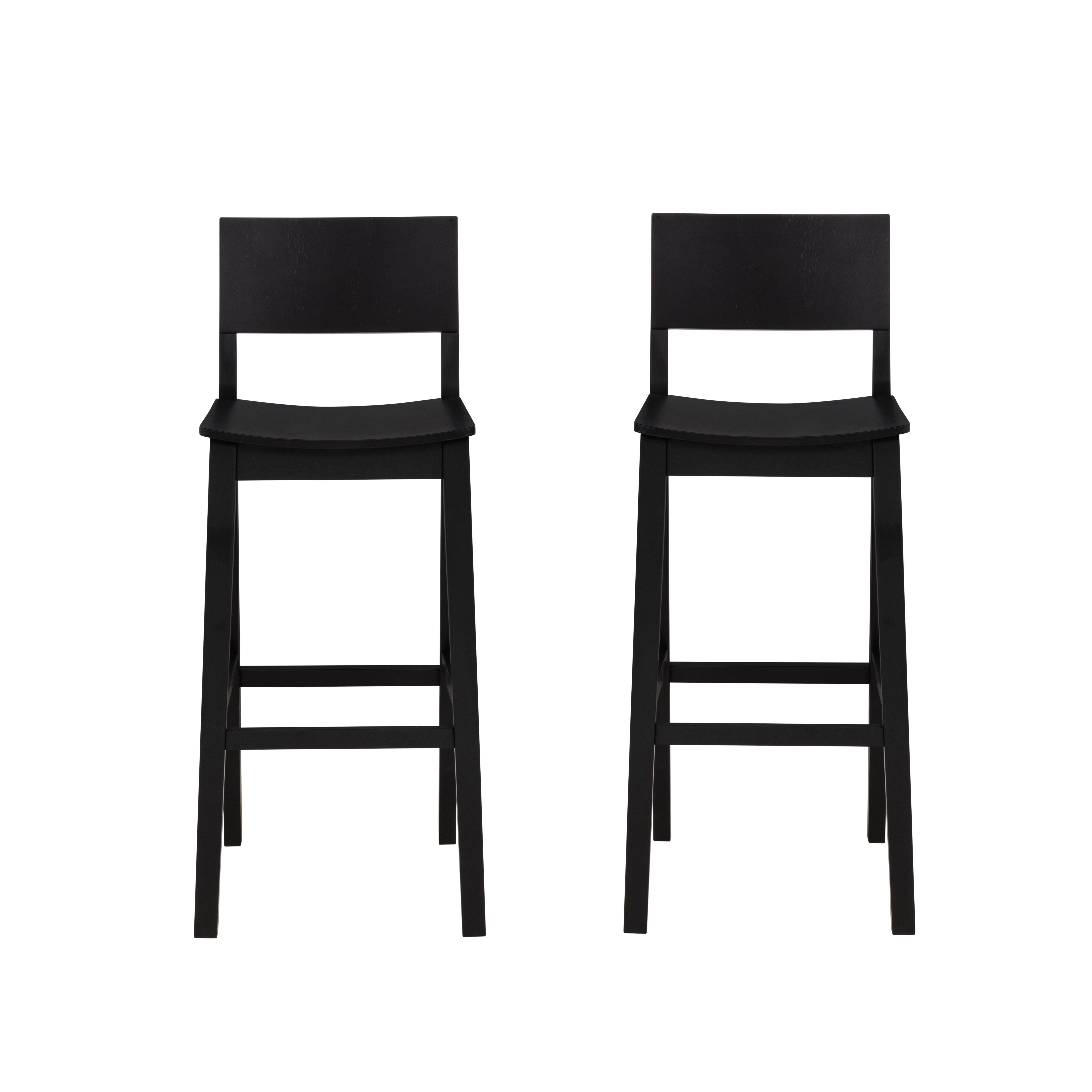 Linon Sera Bar Height Bar Stool (Set of 2), Black, large