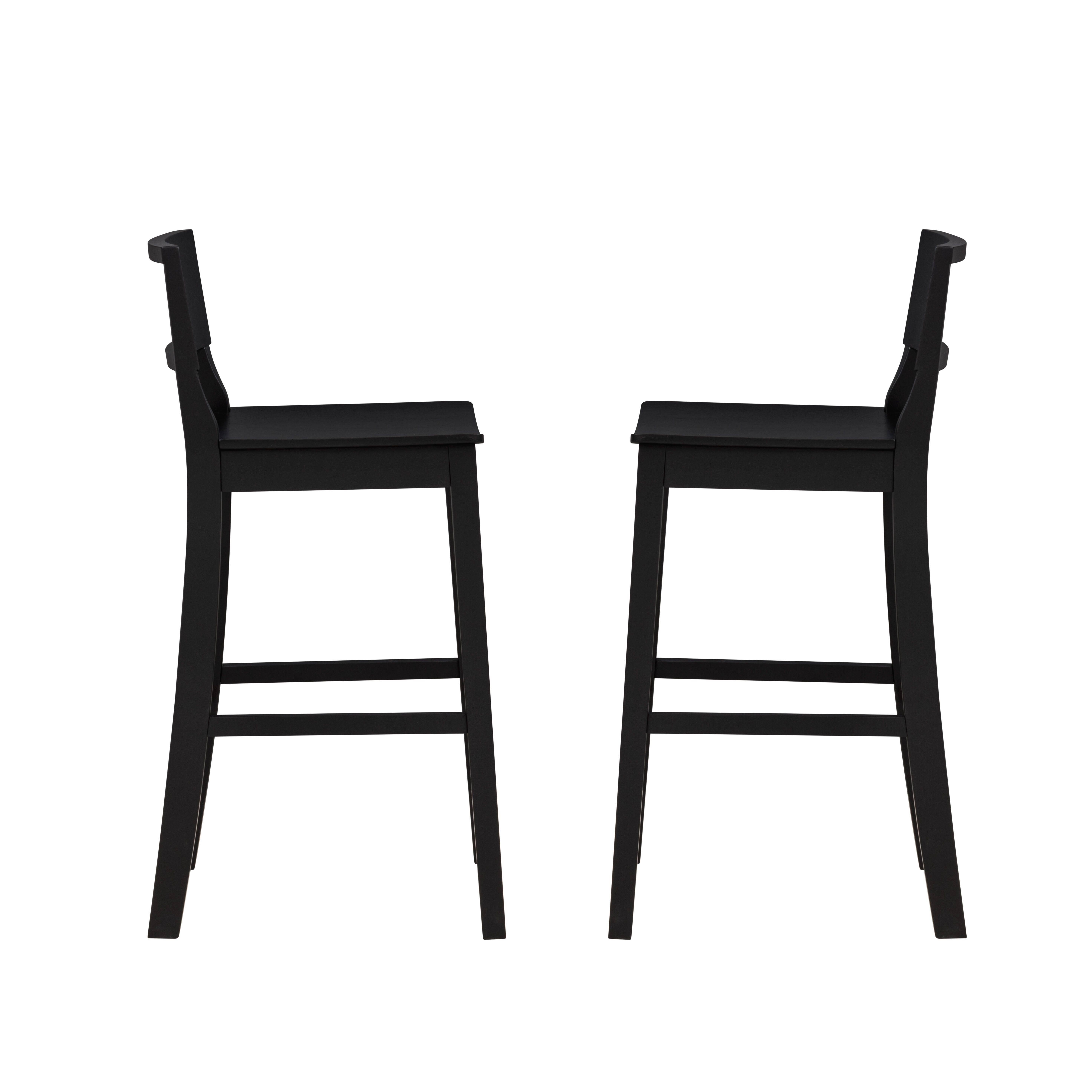 Linon Sera Bar Height Bar Stool (Set of 2), Black, large