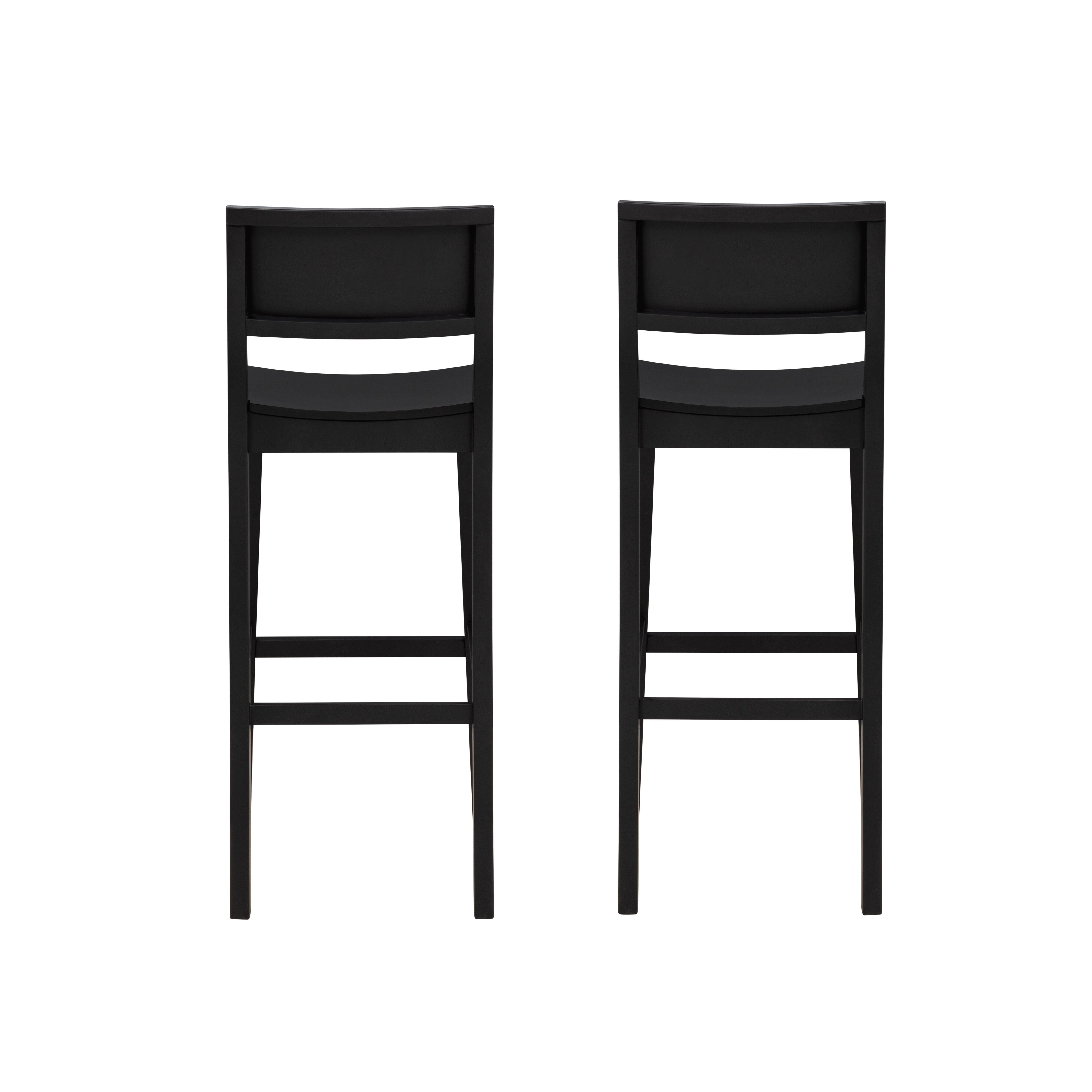 Linon Sera Bar Height Bar Stool (Set of 2), Black, large