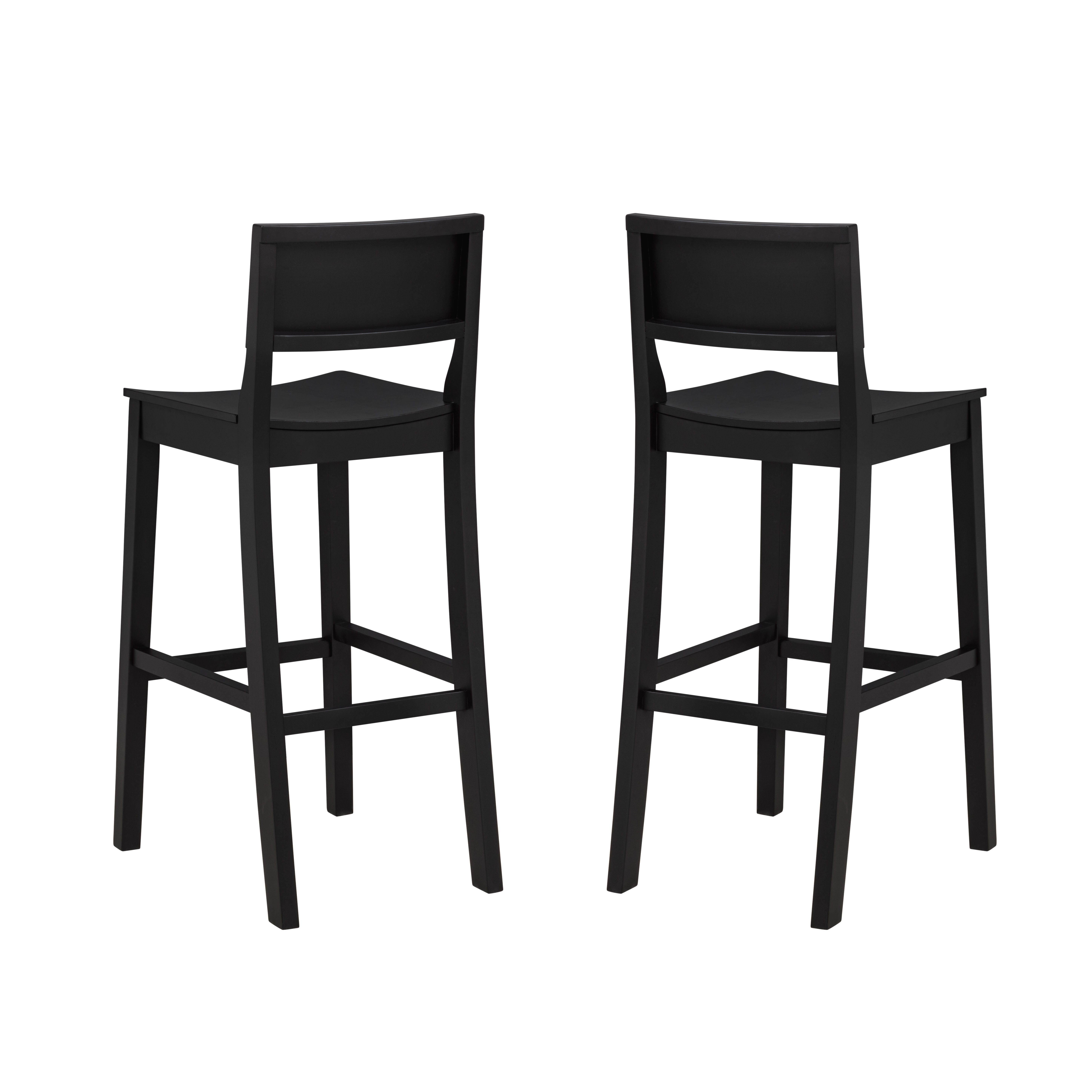 Linon Sera Bar Height Bar Stool (Set of 2), Black, large