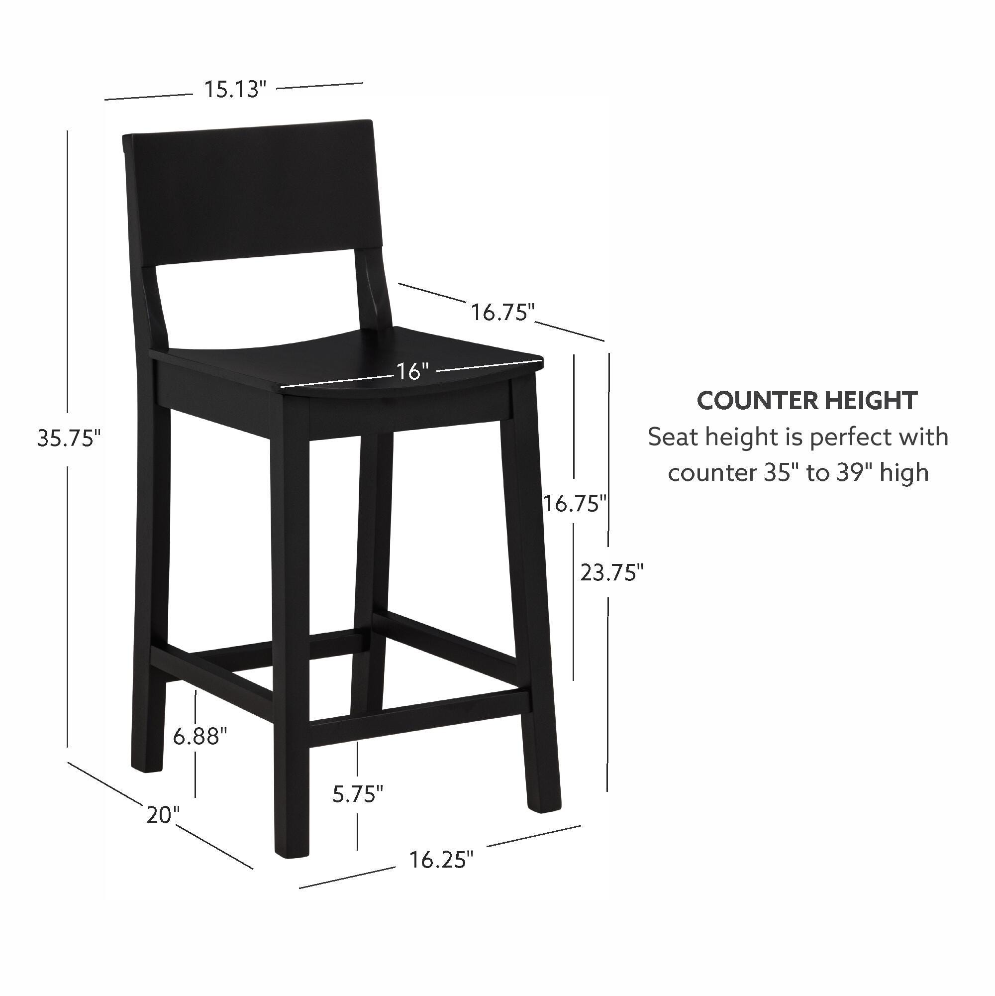 Linon Sera Counter Height Bar Stool (Set of 2), Black, large