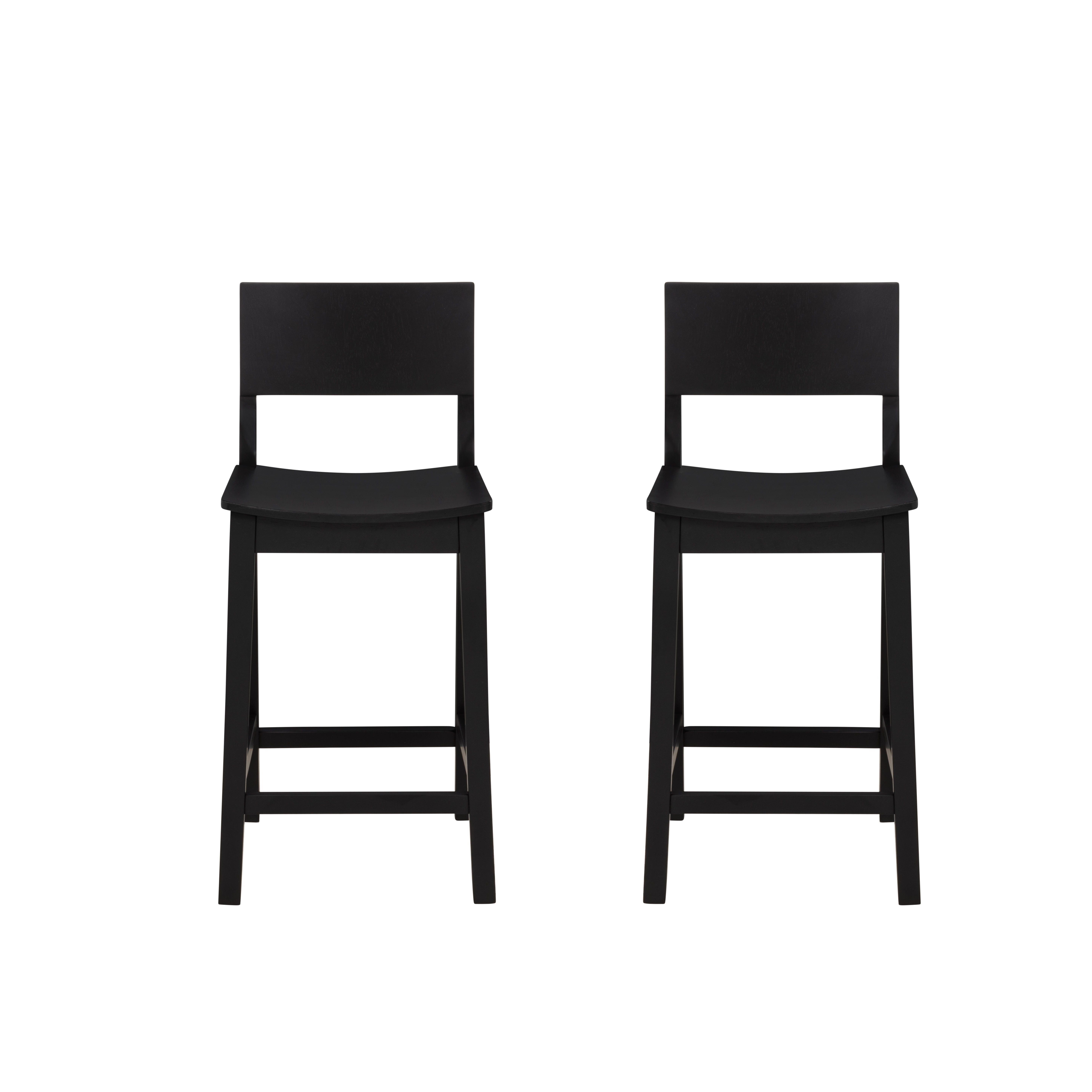 Linon Sera Counter Height Bar Stool (Set of 2), Black, large