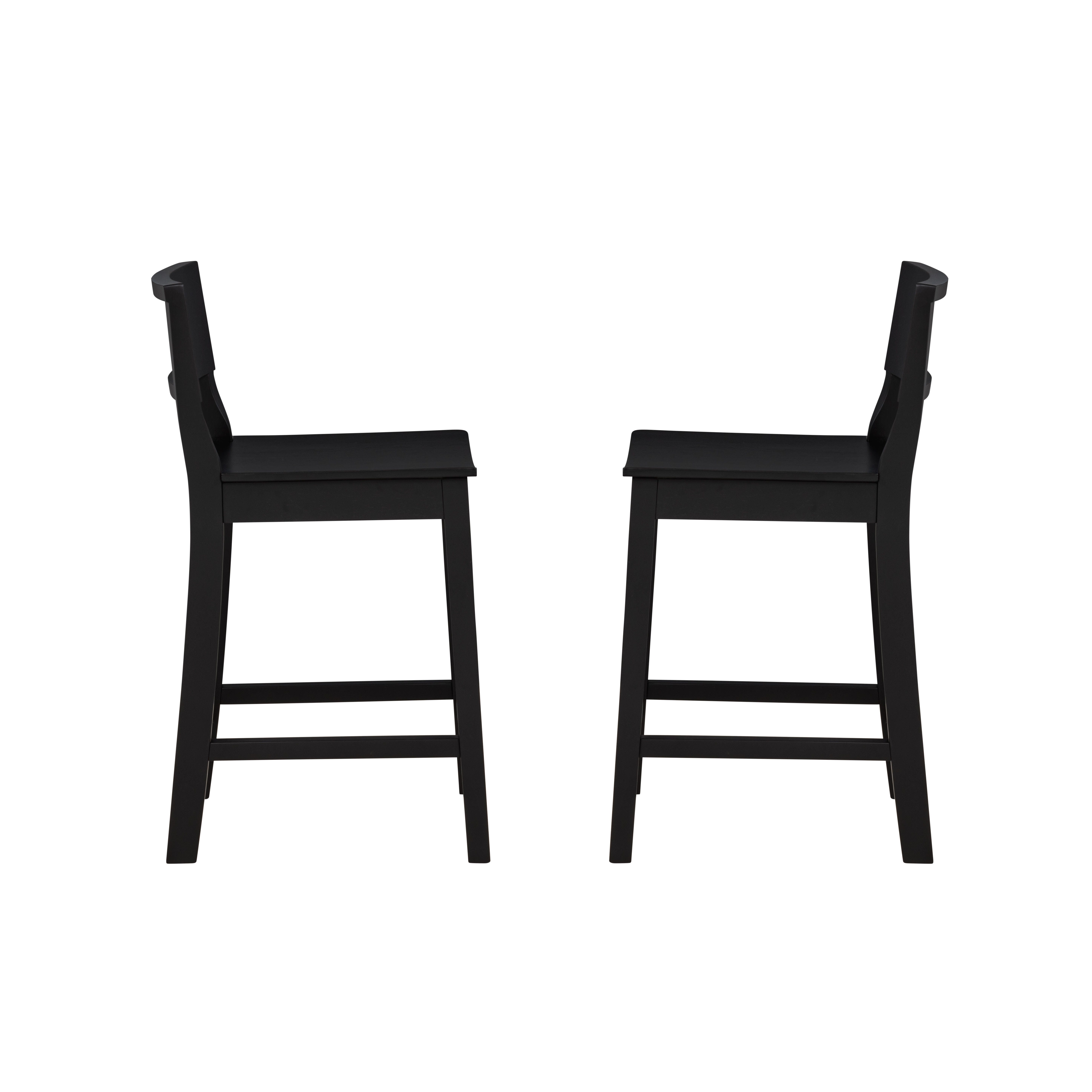 Linon Sera Counter Height Bar Stool (Set of 2), Black, large