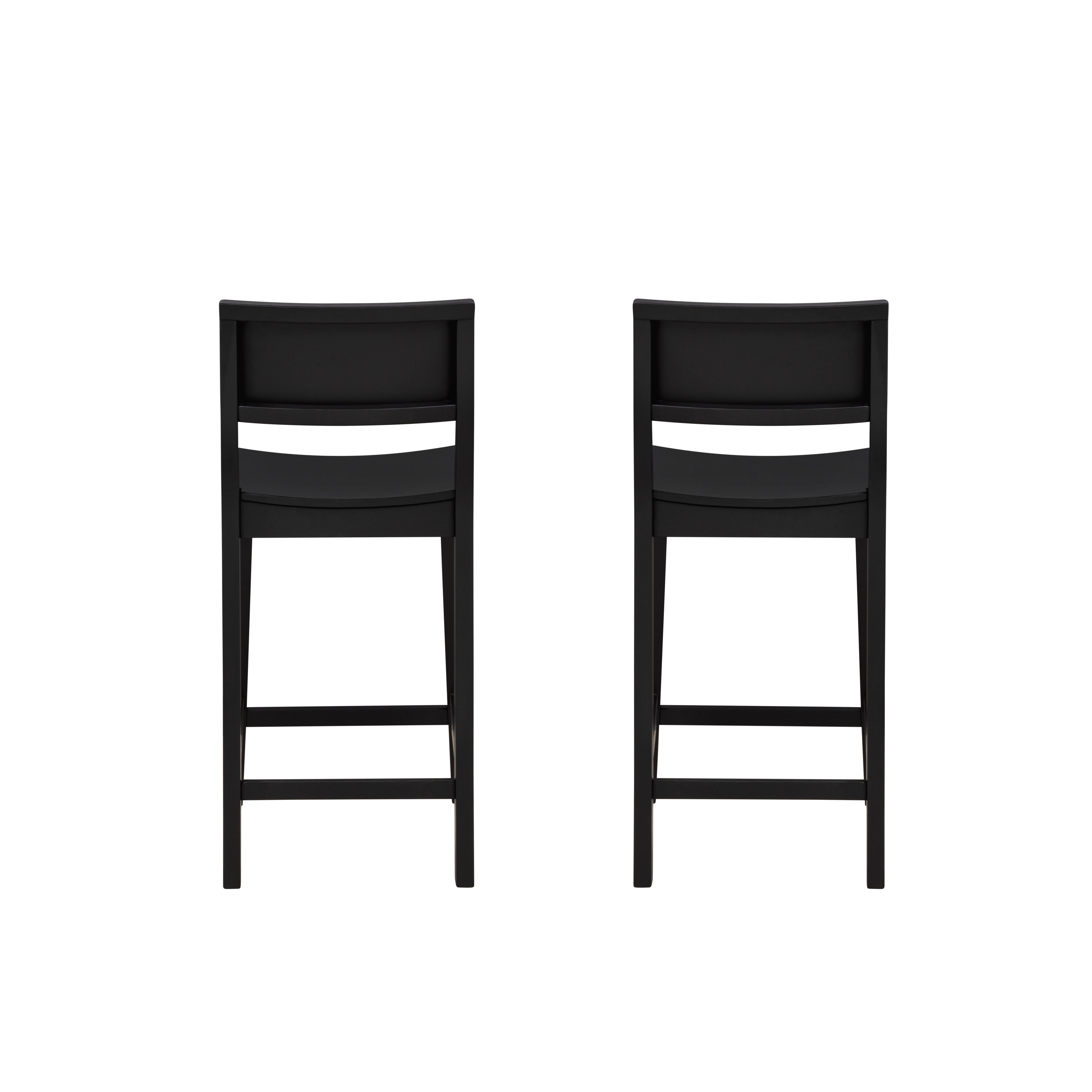 Linon Sera Counter Height Bar Stool (Set of 2), Black, large