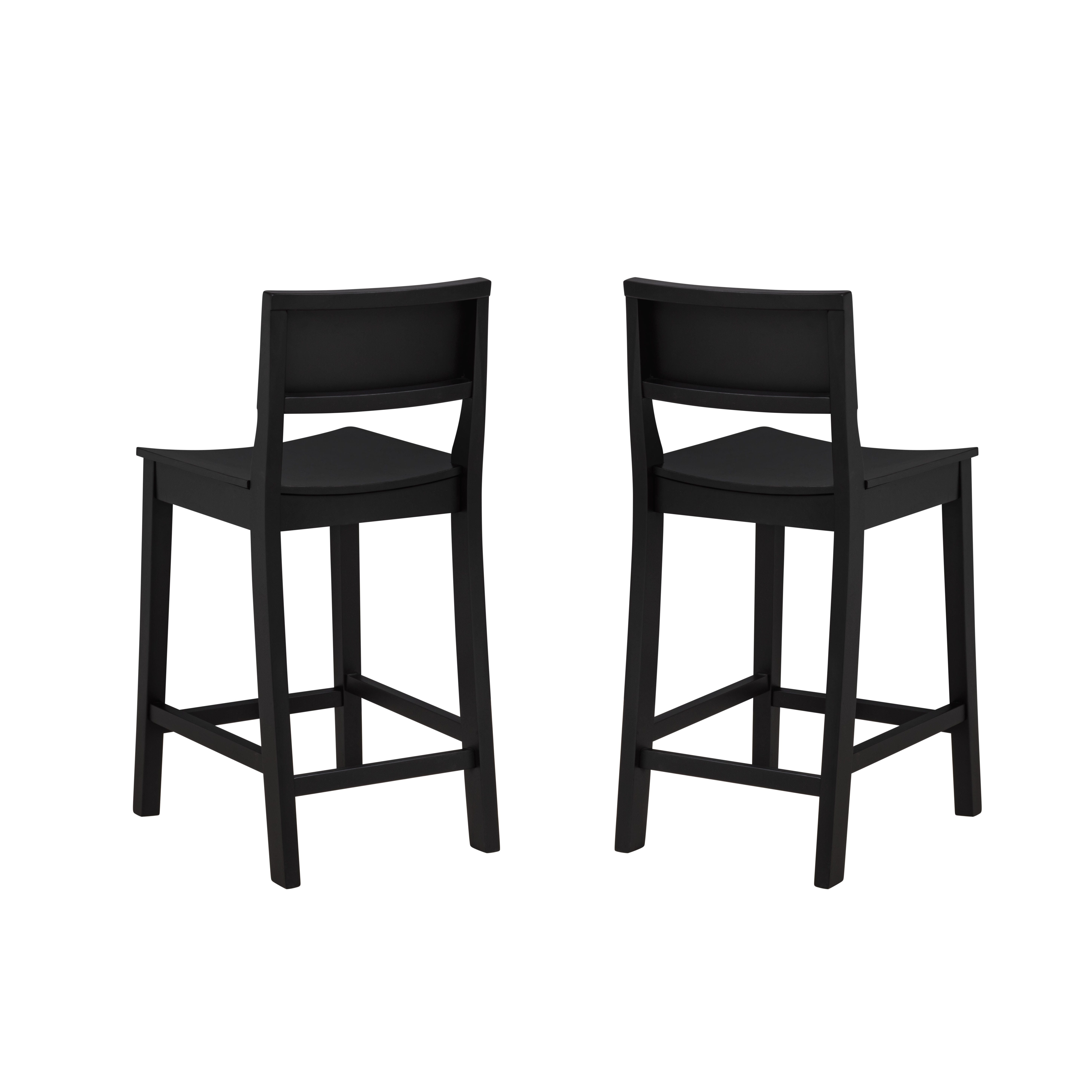 Linon Sera Counter Height Bar Stool (Set of 2), Black, large