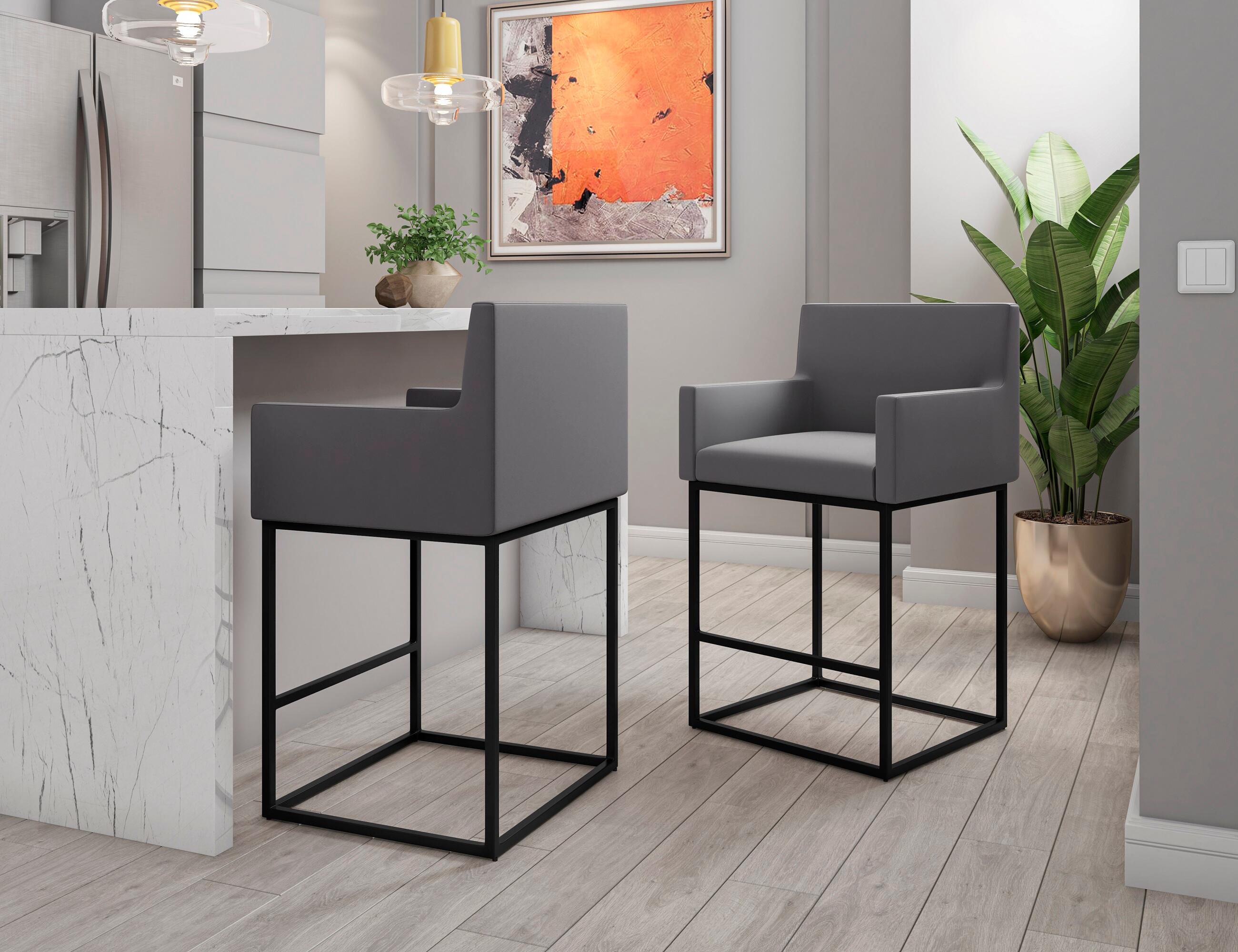 Manhattan Comfort Ambassador Counter Height Bar Stool, Gray, rollover