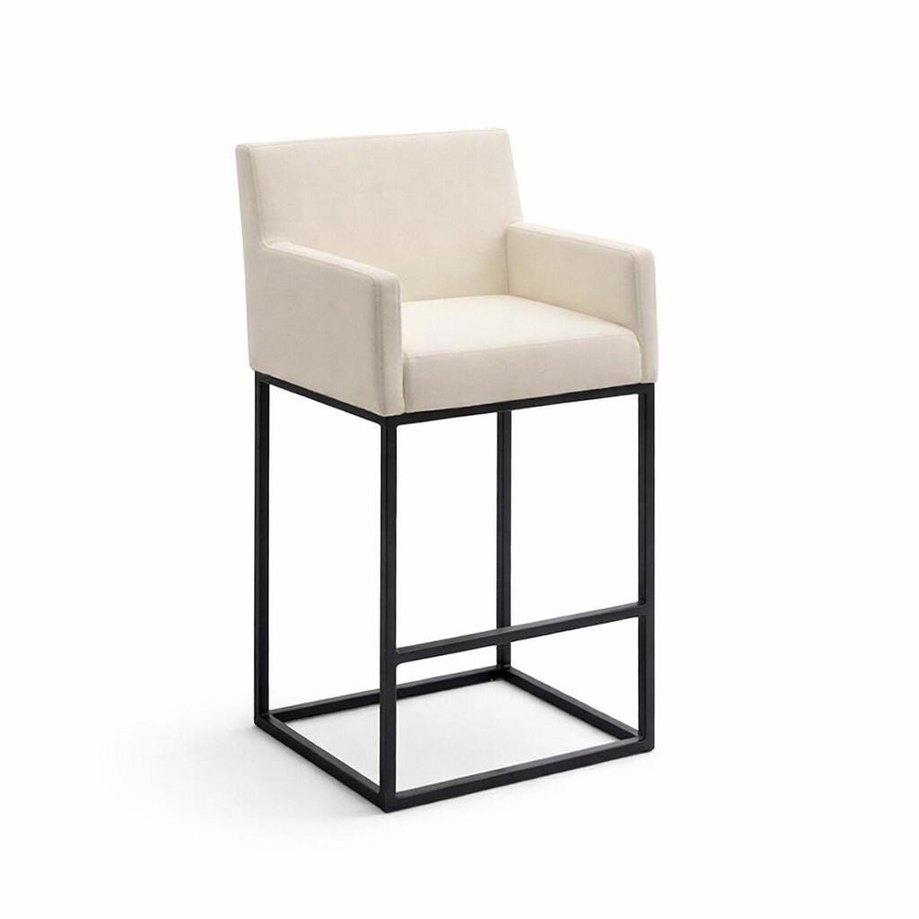 Manhattan Comfort Ambassador Counter Height Bar Stool, Cream, large