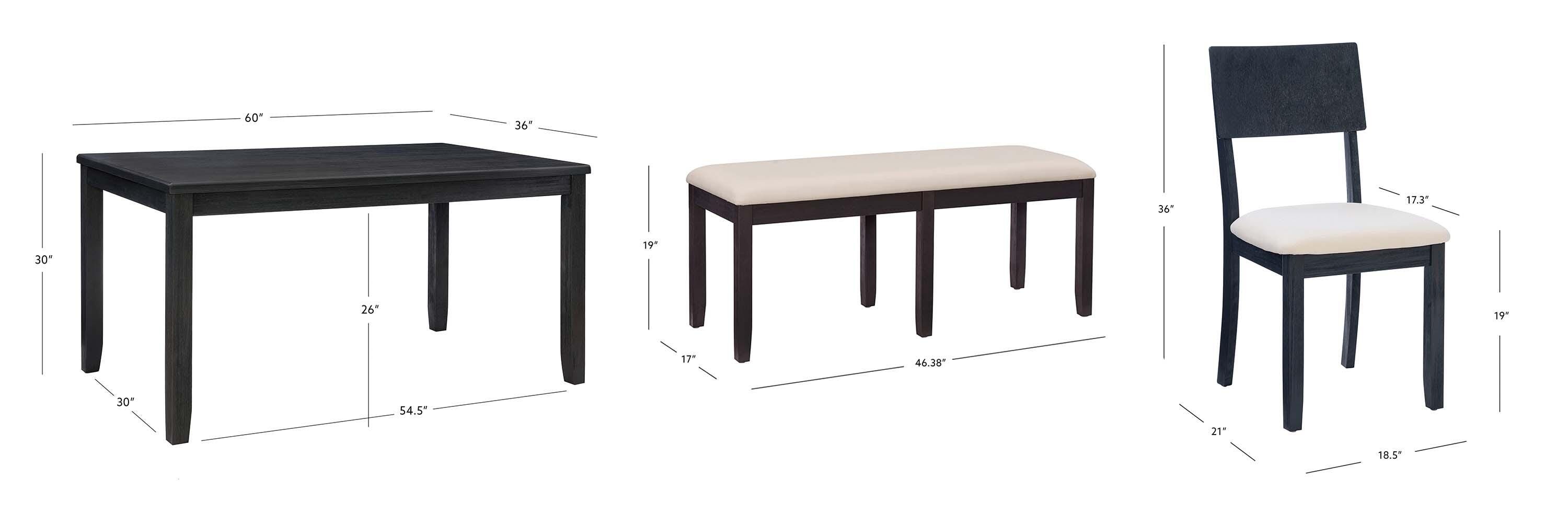 Linon Jocey Dining Table and 4 Chairs and Bench Set | Ashley