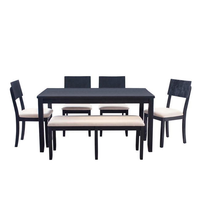 Linon Jocey Dining Table and 4 Chairs and Bench Set