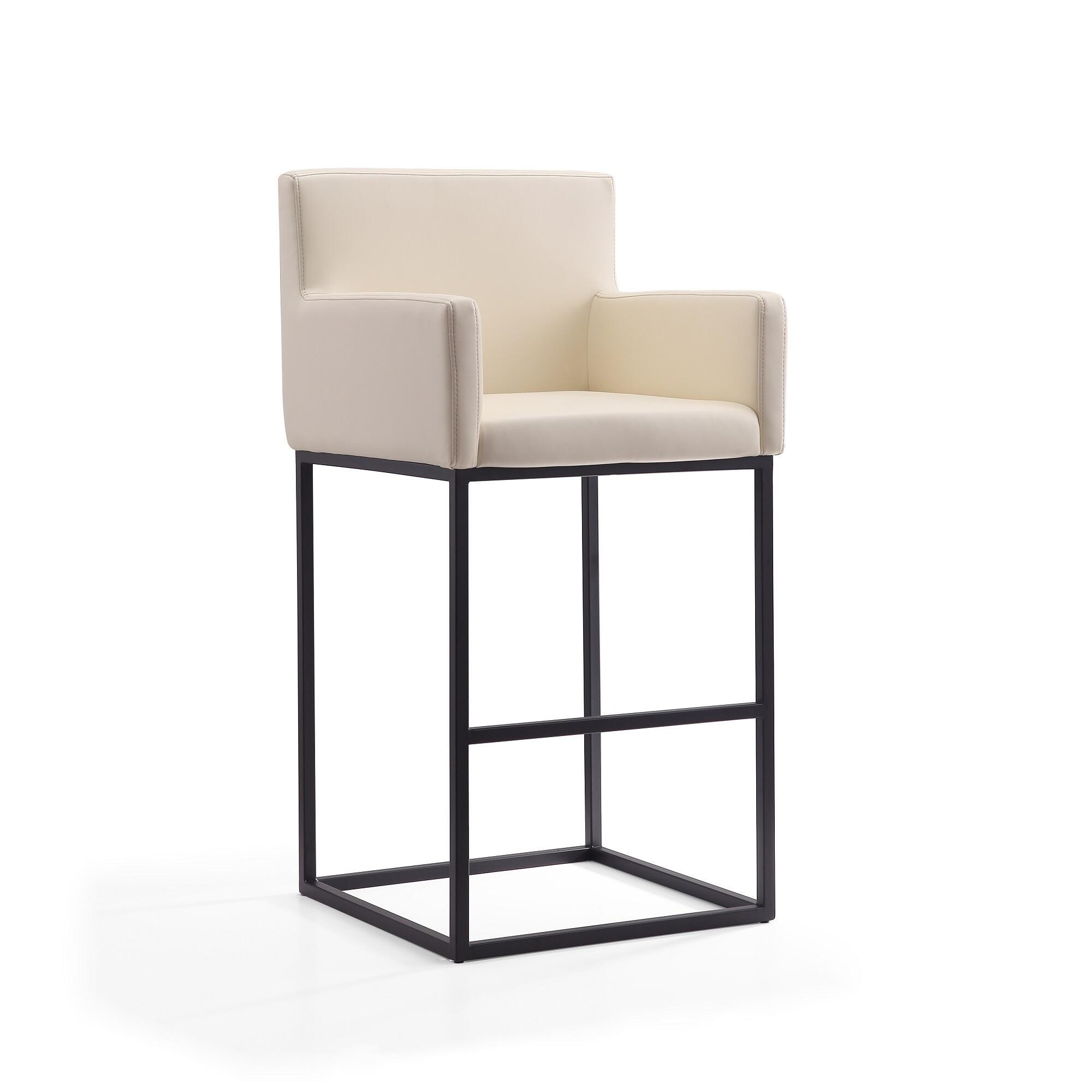 Manhattan Comfort Ambassador Bar Height Bar Stool, Cream, large