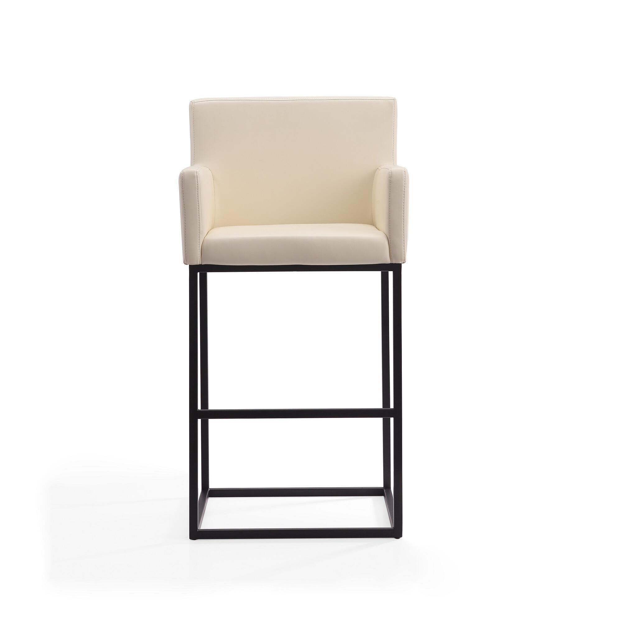 Manhattan Comfort Ambassador Bar Height Bar Stool, Cream, large