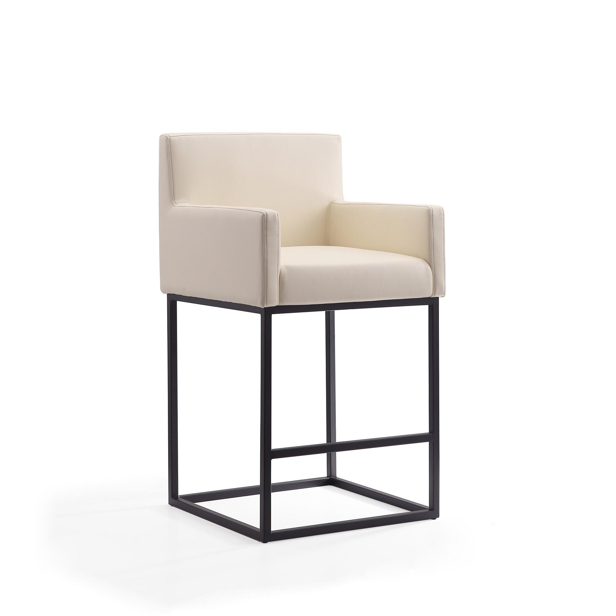 Manhattan Comfort Ambassador Bar Height Bar Stool, Cream, large