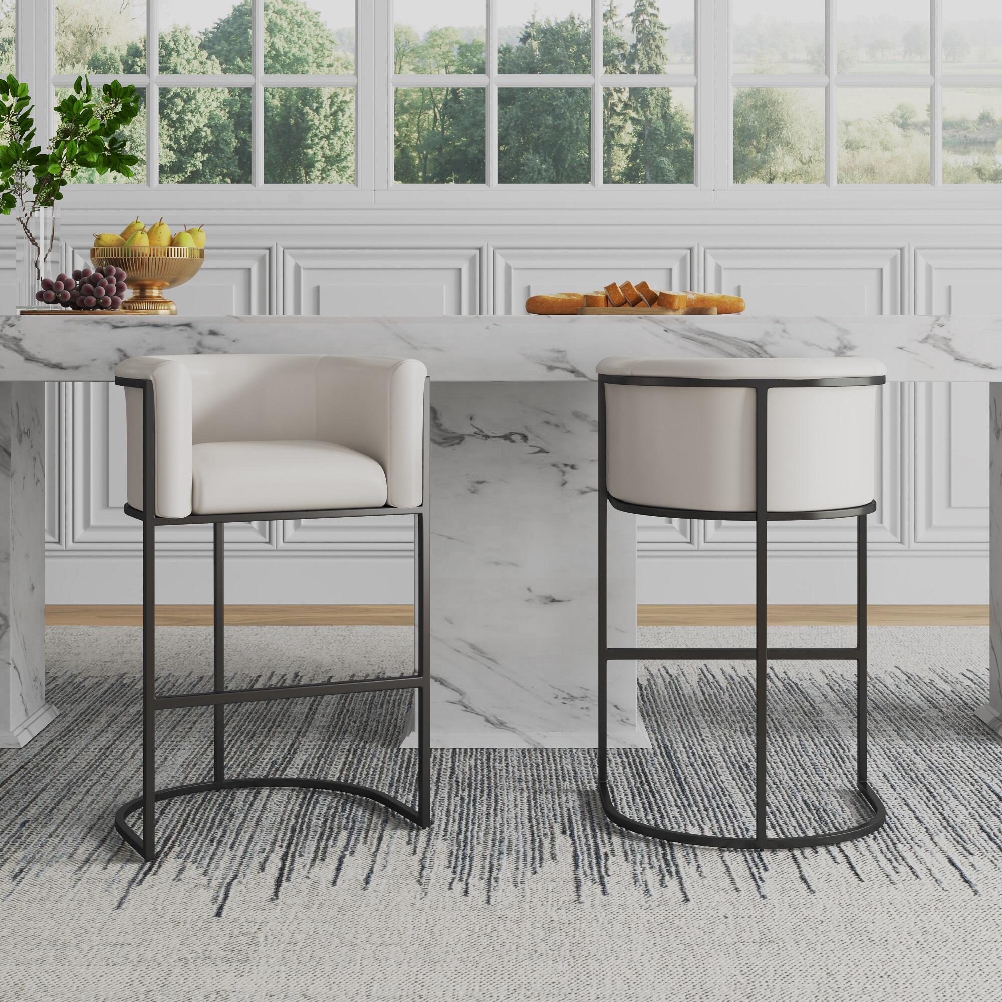Manhattan Comfort Cosmopolitan Counter Height Bar Stool, Cream, rollover