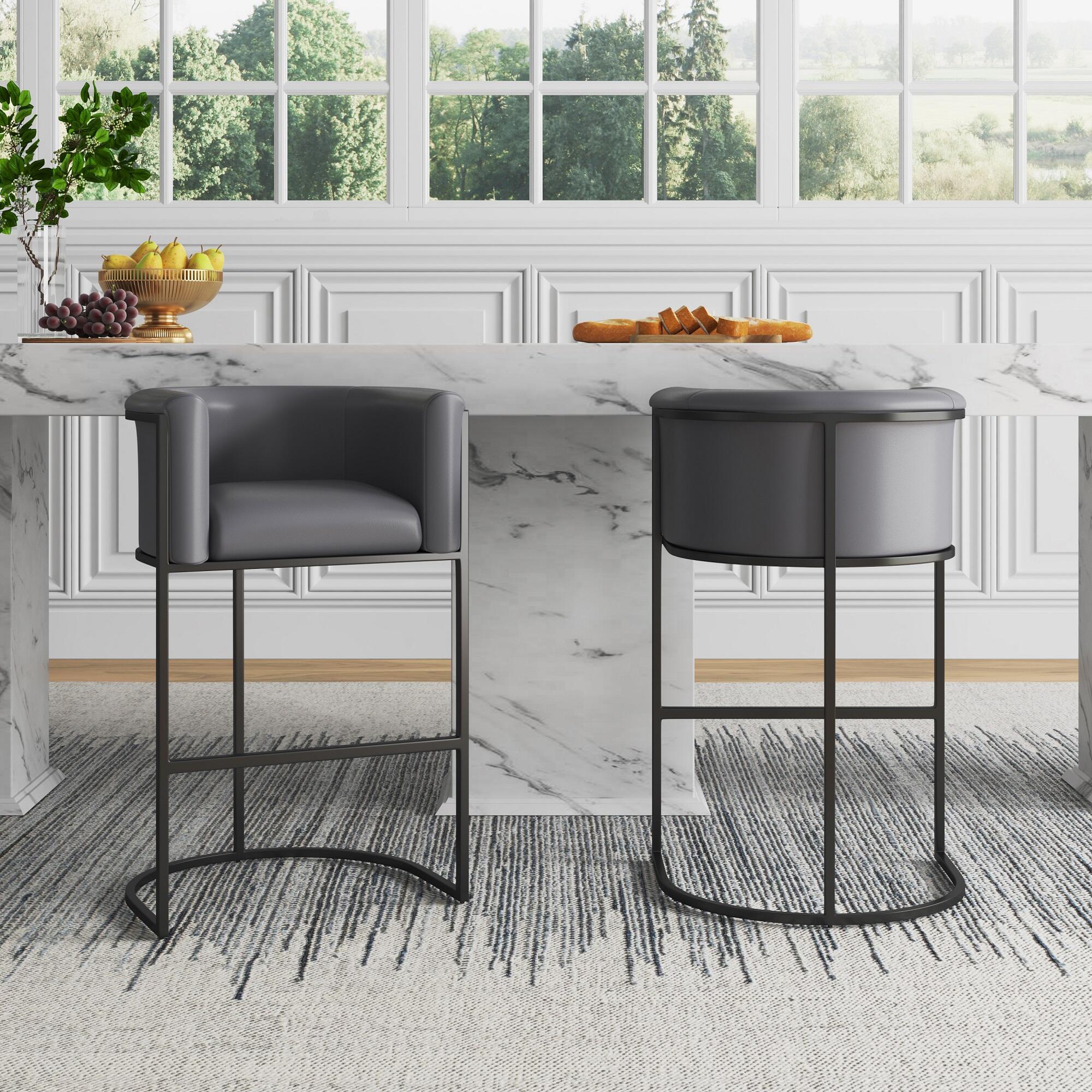 Manhattan Comfort Cosmopolitan Counter Height Bar Stool, Gray, rollover