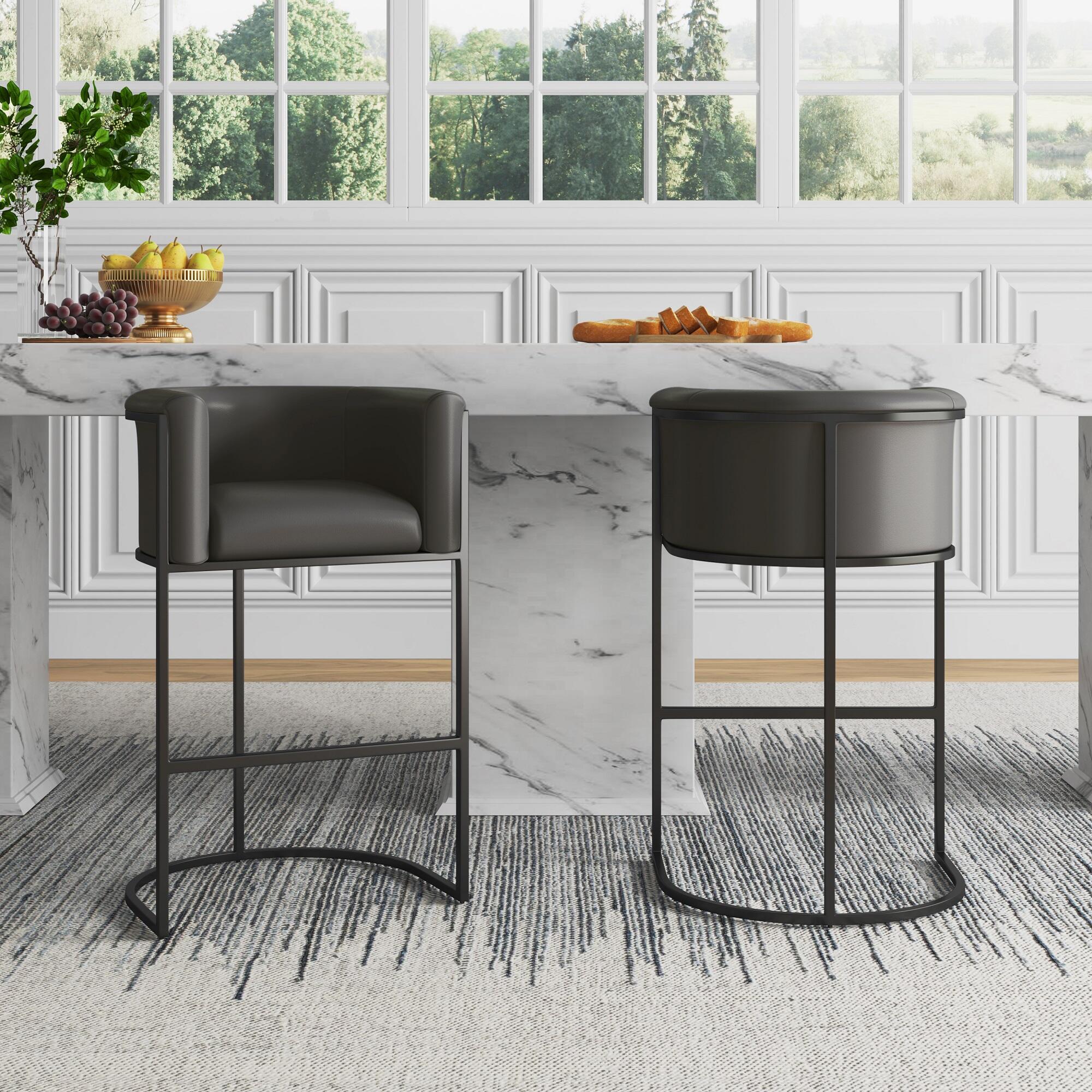 Manhattan Comfort Cosmopolitan Bar Height Bar Stool, Graphite, large