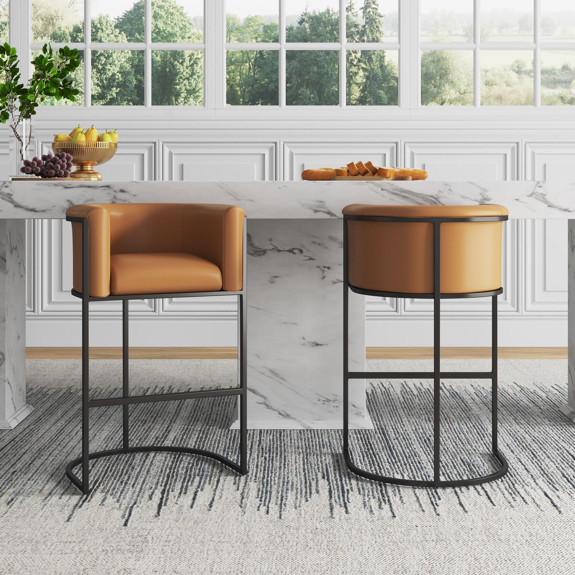 Manhattan Comfort Cosmopolitan Bar Height Bar Stool, Camel, large