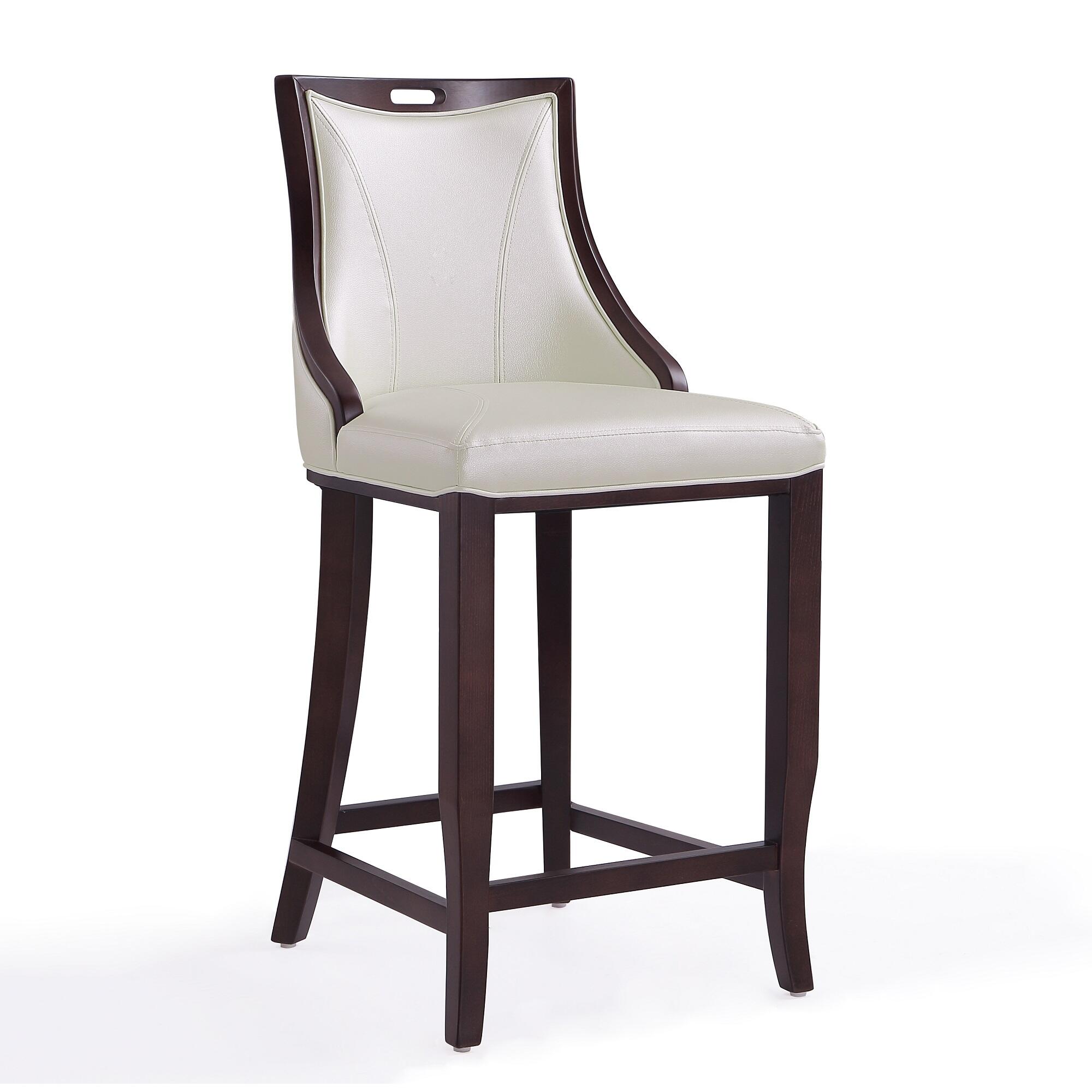 Manhattan Comfort Emperor Bar Height Bar Stool, Pearl White, large