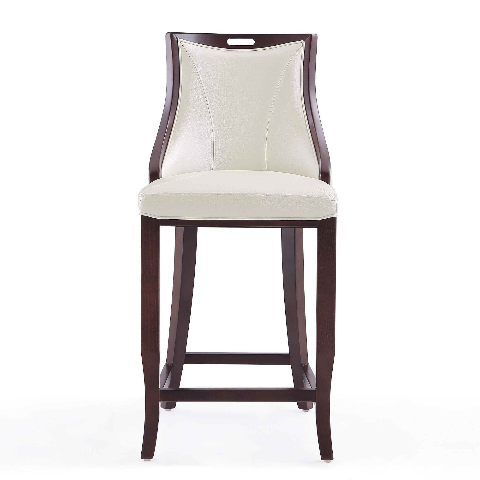 Manhattan Comfort Emperor Bar Height Bar Stool, Pearl White, large