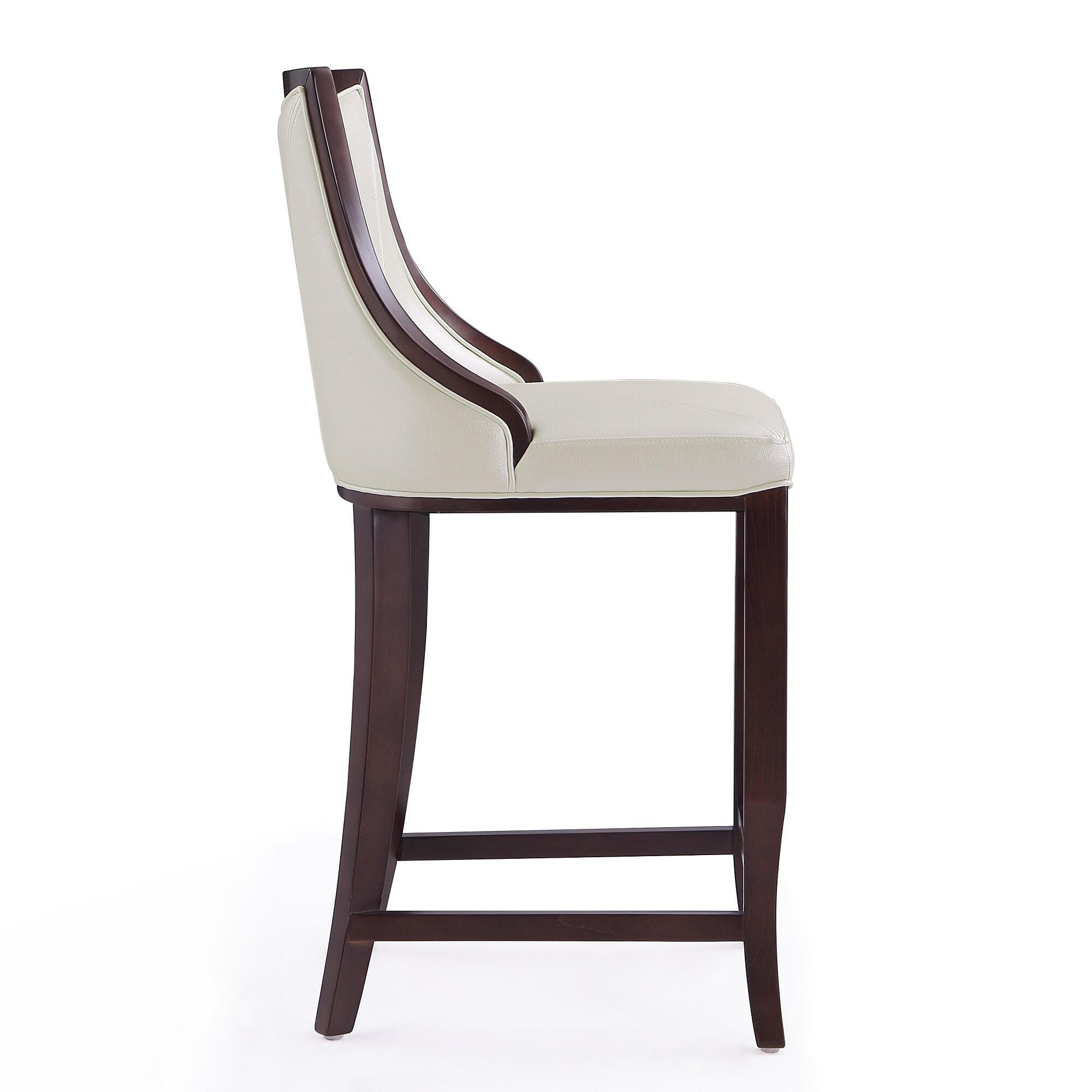 Manhattan Comfort Emperor Bar Height Bar Stool, Pearl White, large