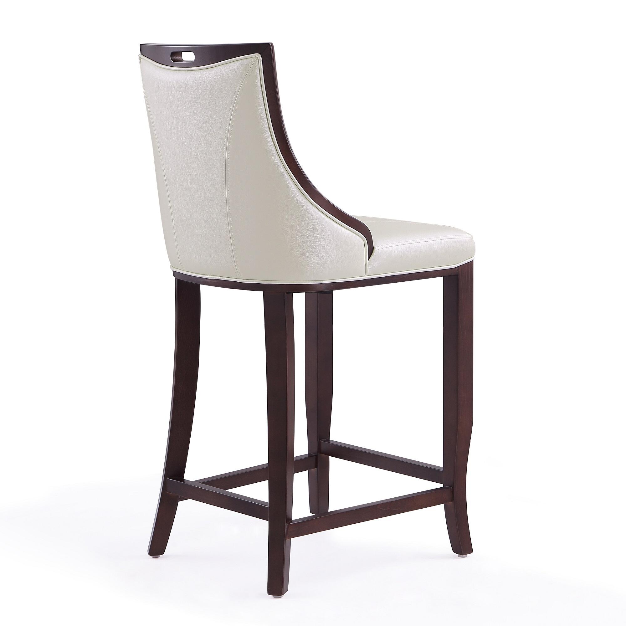 Manhattan Comfort Emperor Bar Height Bar Stool, Pearl White, large
