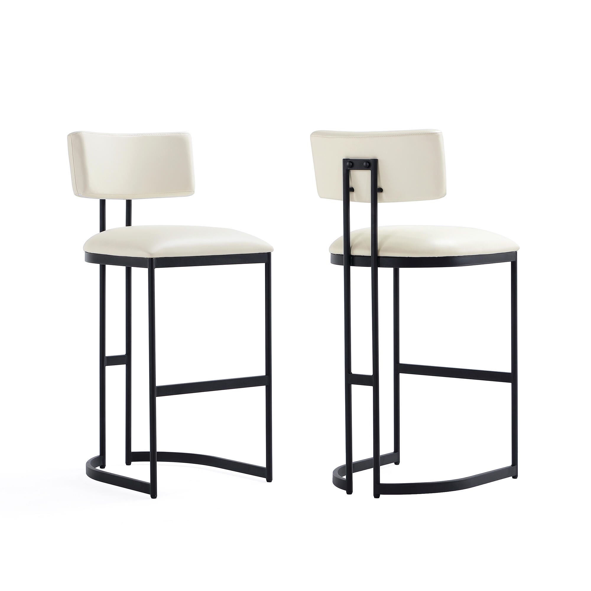 Manhattan Comfort Juno Bar Height Bar Stool, Ivory, large